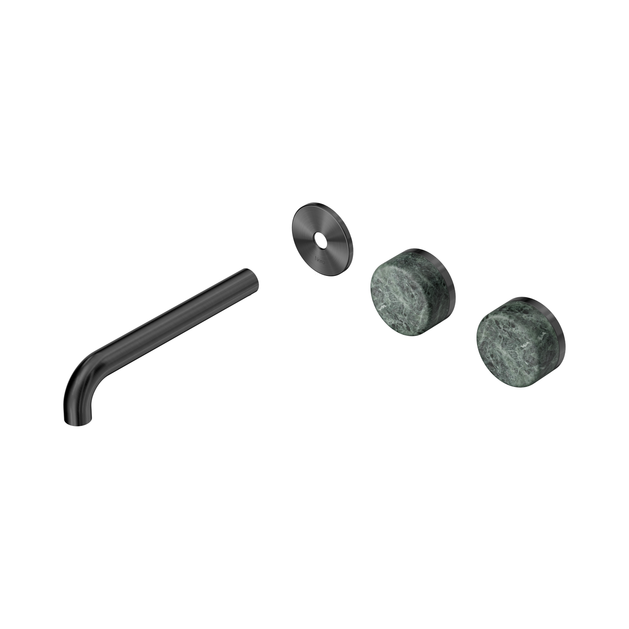 24 D099 GM Serenity Wall Basin Set 185mm Offset spout With Verde Alpi Handle Trim Kit Only Gun Metal image 1