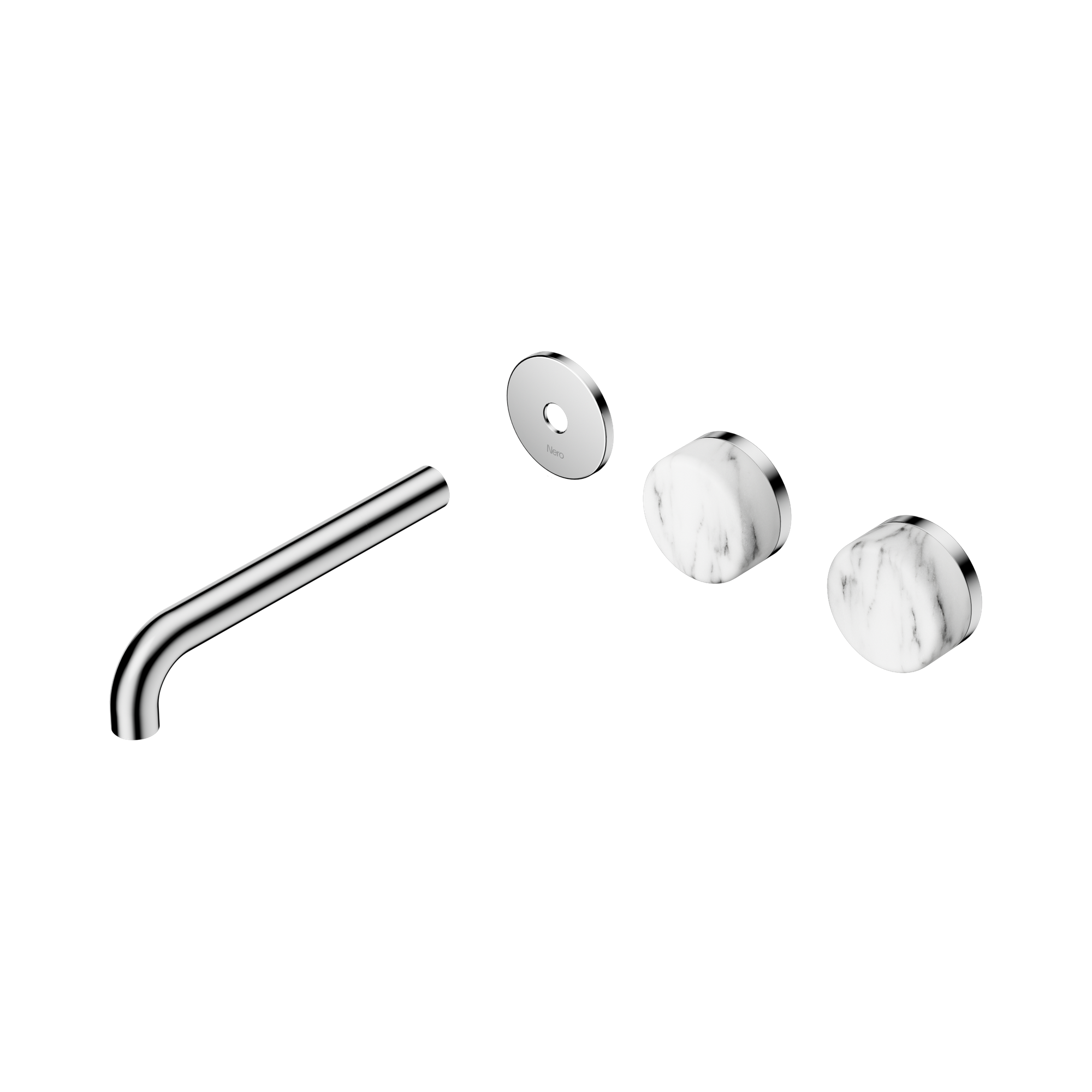 24 D101 CH Serenity Wall Basin Set 185mm Offset spout With Arabescato Corchia Handle Trim Kit Only Chrome image 1