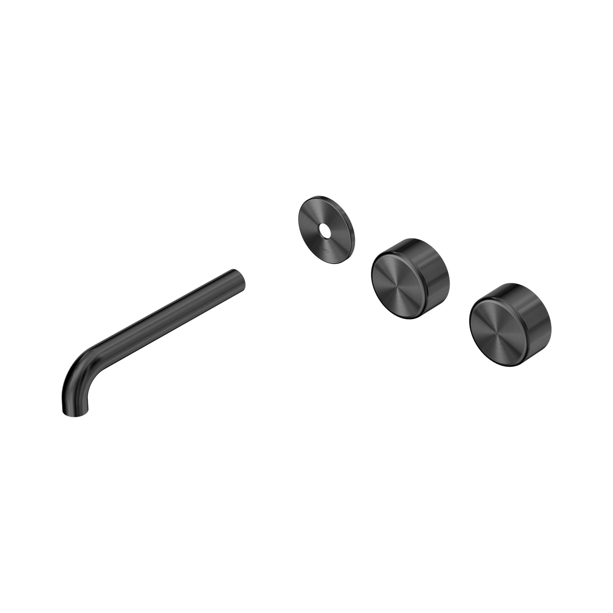 24 D103 GM Serenity Wall Basin Set 185mm Offset spout With Metal Handle Trim Kit Only Gun Metal image 1