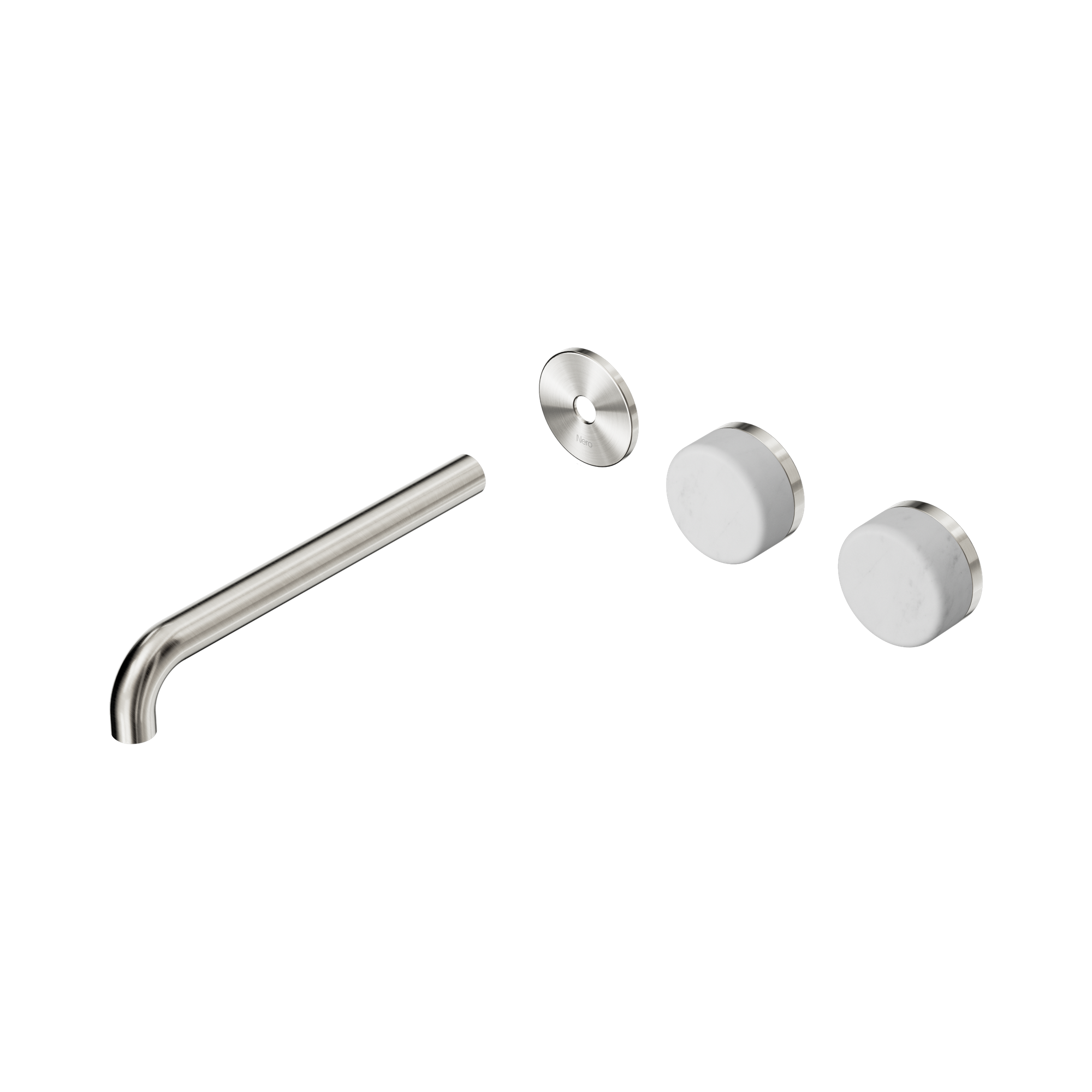 24 D104 BN Serenity Wall Basin Set 220mm Offset spout With Carrara Handle Trim Kit Only Brushed Nickel image 1