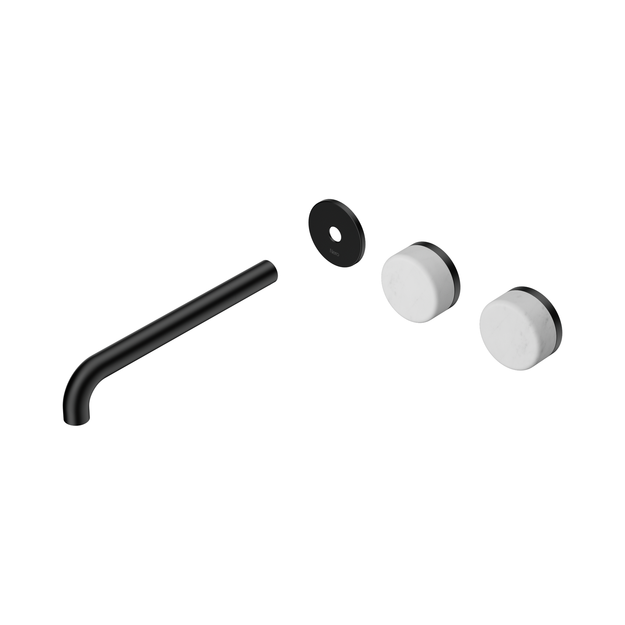 24 D104 MB Serenity Wall Basin Set 220mm Offset spout With Carrara Handle Trim Kit Only Matte Black image 1