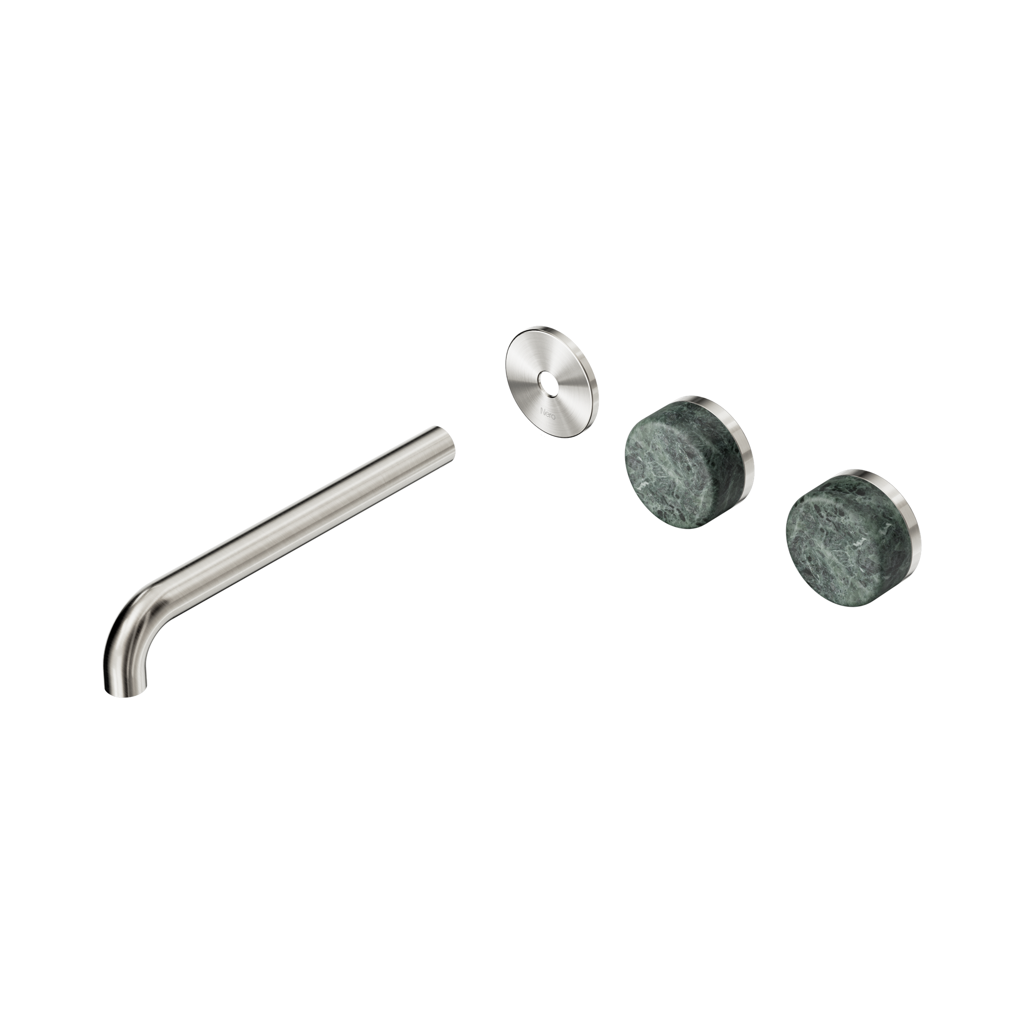 24 D105 BN Serenity Wall Basin Set 220mm Offset spout With Verde Alpi Handle Trim Kit Only Brushed Nickel image 1