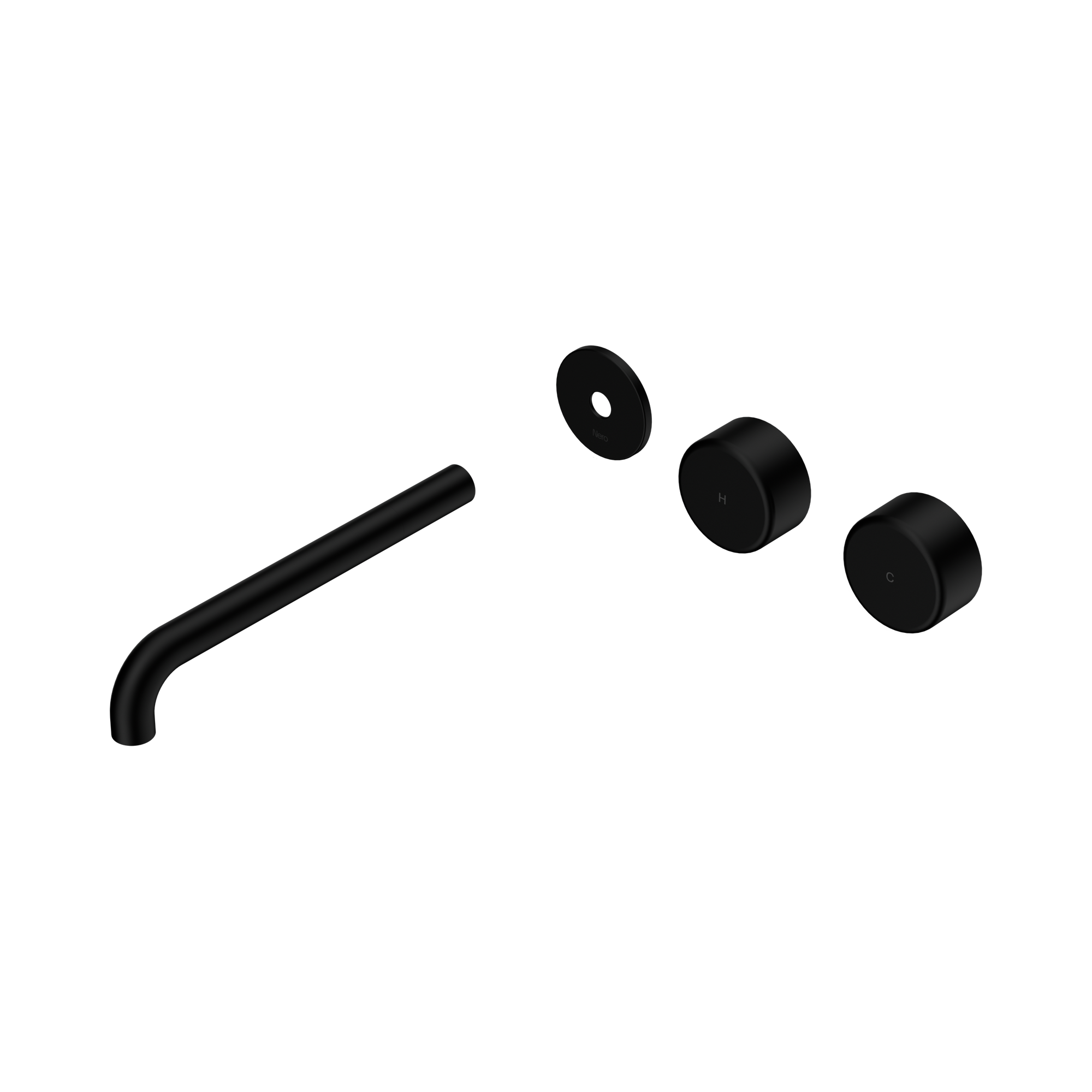 24 D109 MB Serenity Wall Basin Set 220mm Offset spout With Metal Handle Trim Kit Only Matte Black image 1