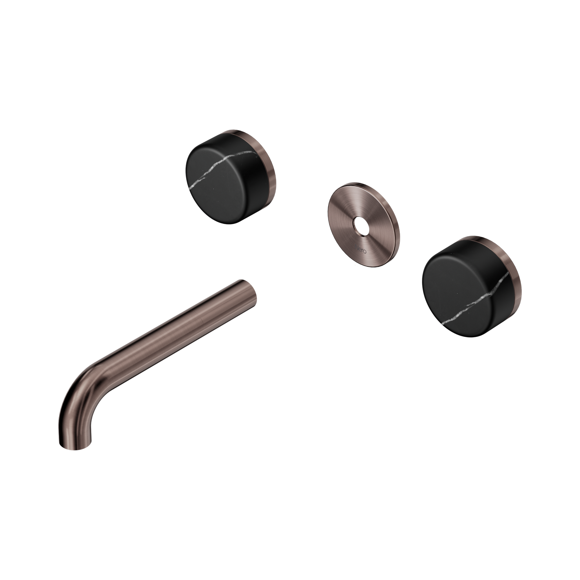 24 D110 BZ Serenity Wall Basin Set 160mm Spout With Marquina Black Handle Trim Kit Only Brushed Bronze image 1