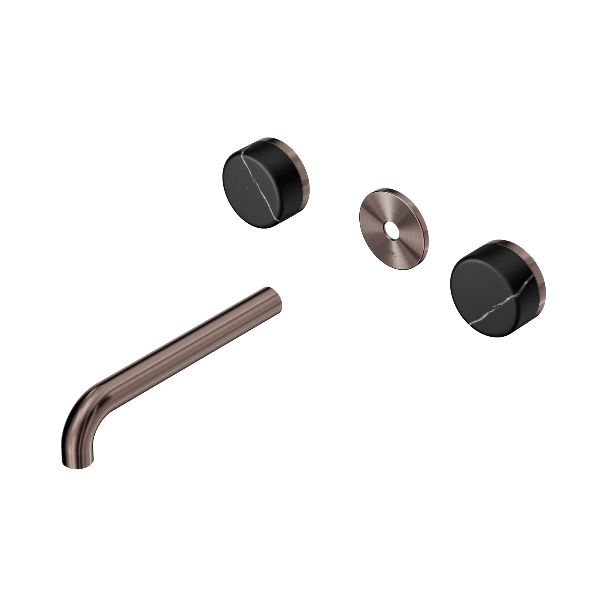 24 D111 BZ Serenity Wall Basin Set 185mm Spout With Marquina Black Handle Trim Kit Only Brushed Bronze image 1