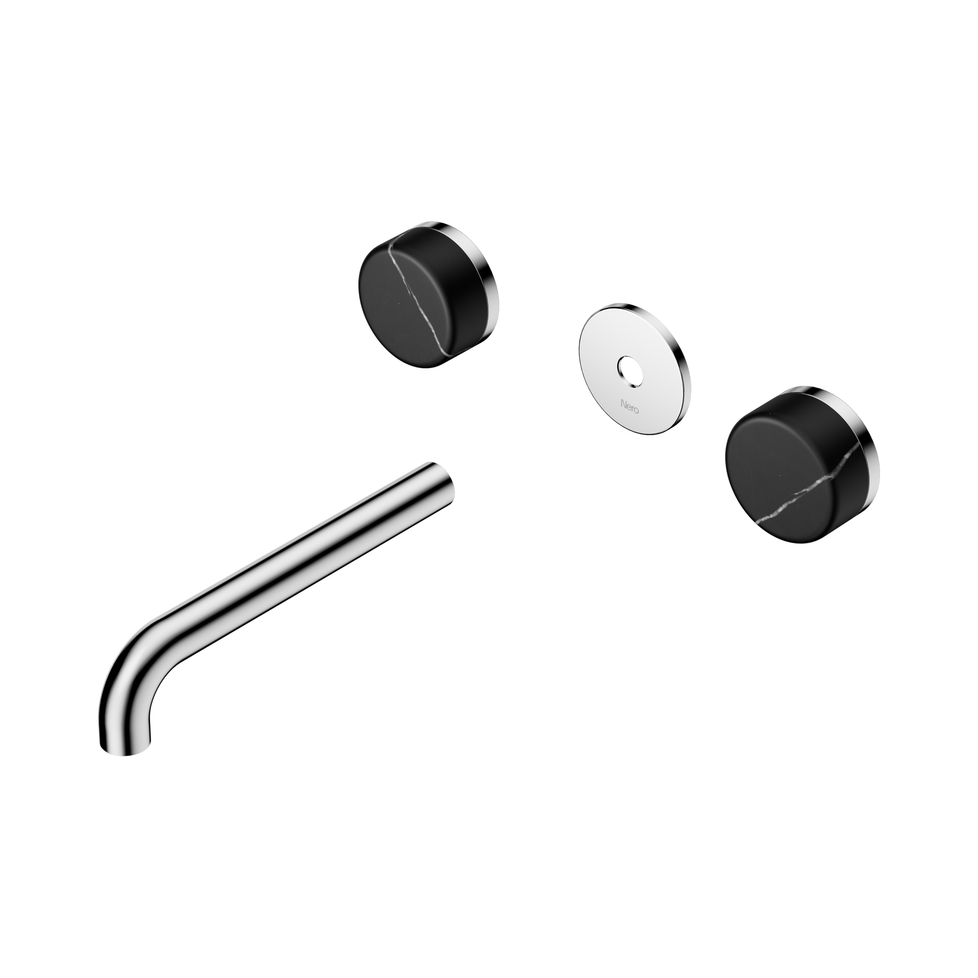 24 D111 CH Serenity Wall Basin Set 185mm Spout With Marquina Black Handle Trim Kit Only Chrome image 1