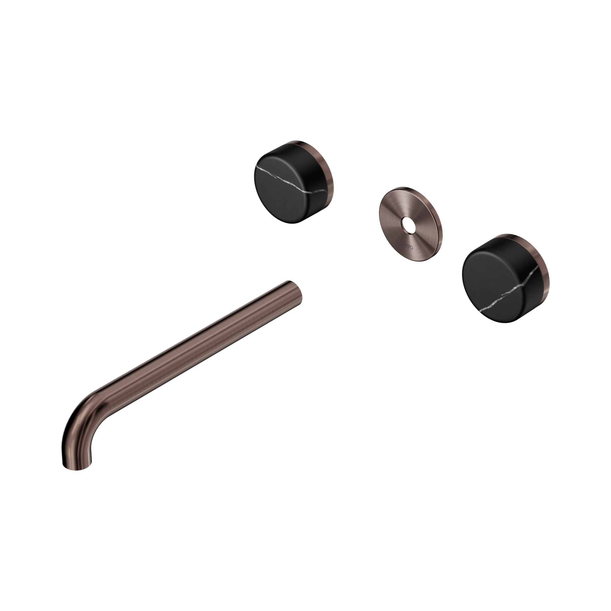 24 D112 BZ Serenity Wall Basin Set 220mm Spout With Marquina Black Handle Trim Kit Only Brushed Bronze image 1