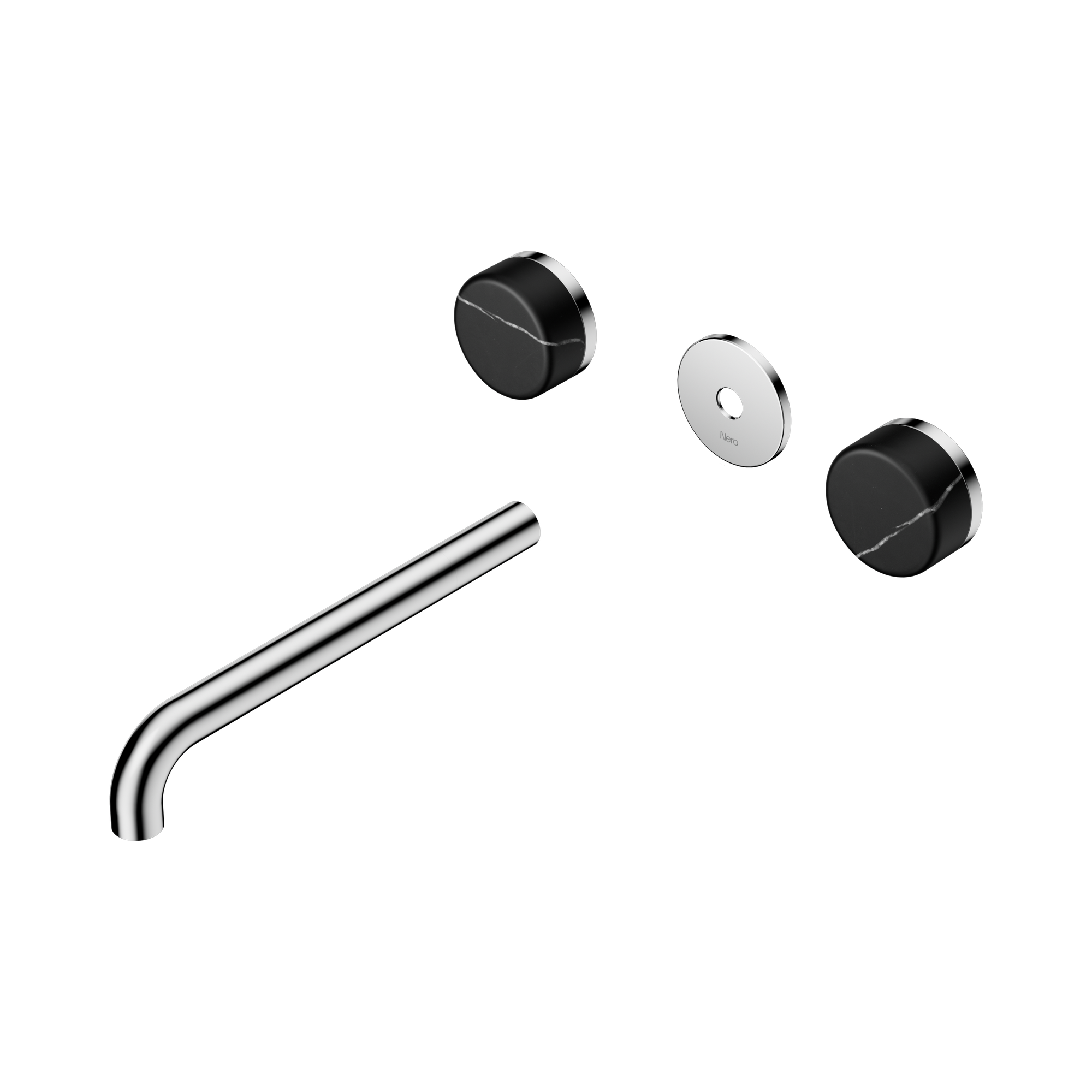 24 D112 CH Serenity Wall Basin Set 220mm Spout With Marquina Black Handle Trim Kit Only Chrome image 1