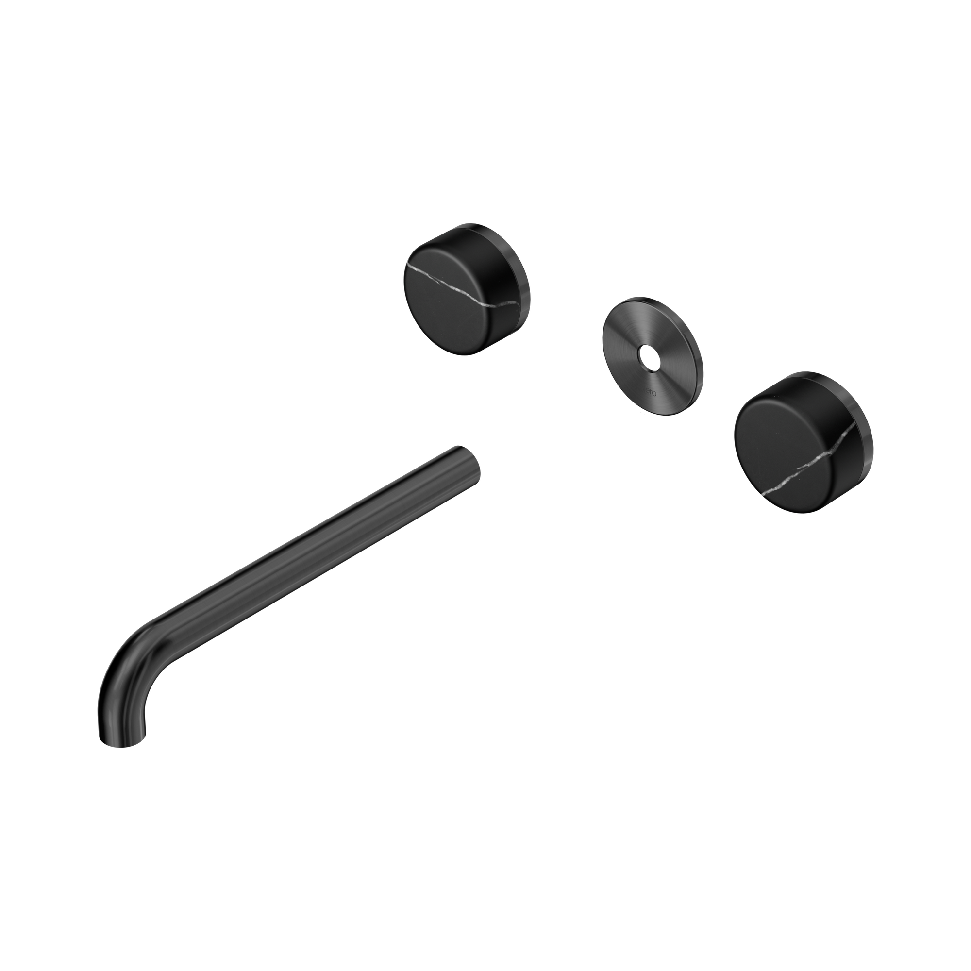 24 D112 GM Serenity Wall Basin Set 220mm Spout With Marquina Black Handle Trim Kit Only Gun Metal image 1