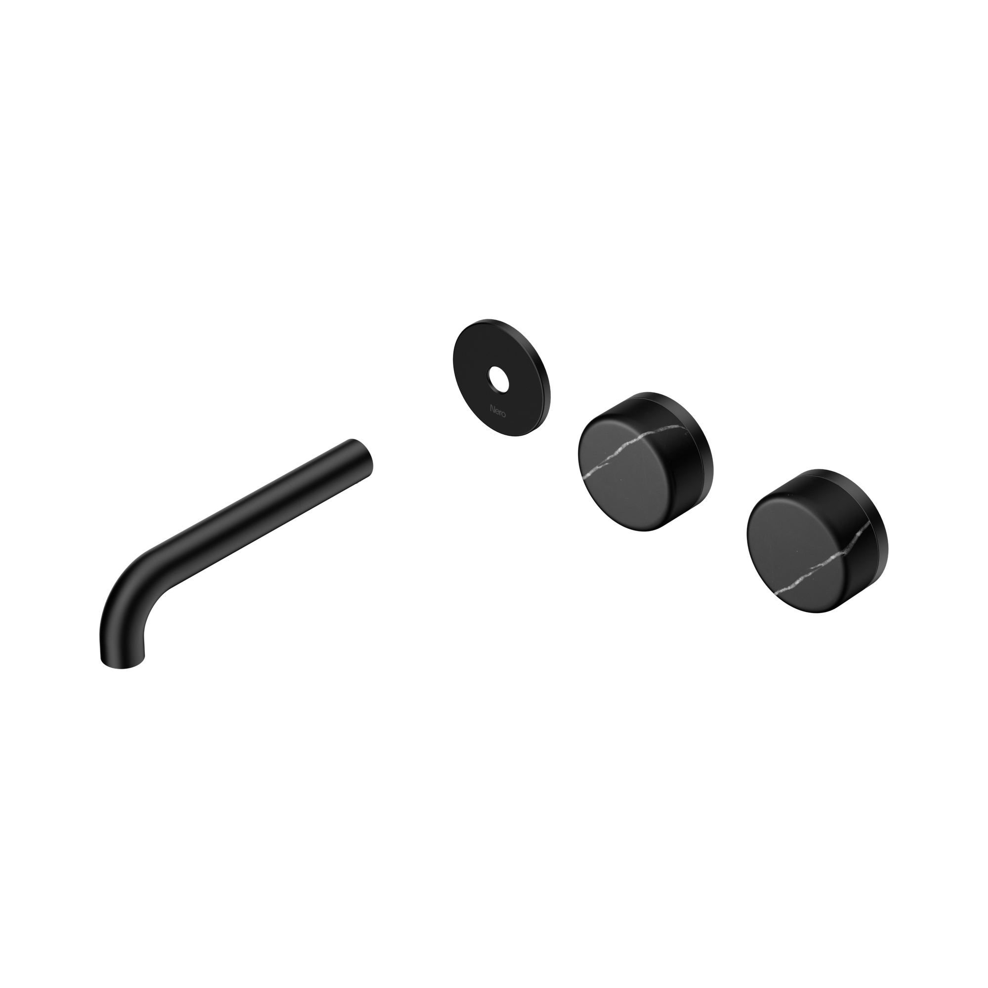 24 D113 MB Serenity Wall Basin Set 160mm Offset spout With Marquina Black Handle Trim Kit Only Matte Black image 1