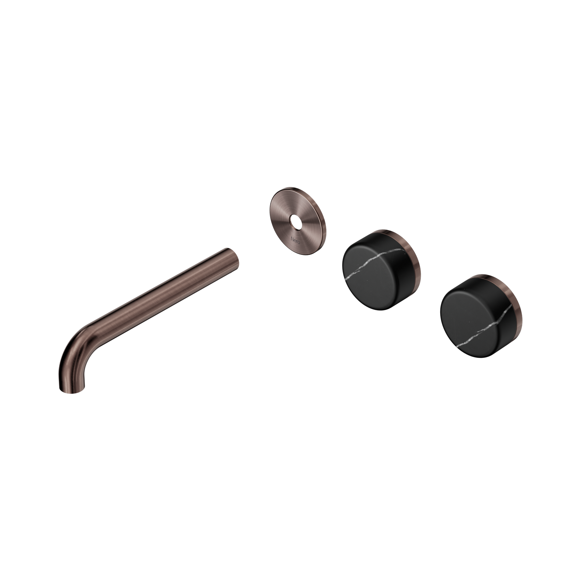 24 D114 BZ Serenity Wall Basin Set 185mm Offset spout With Marquina Black Handle Trim Kit Only Brushed Bronze image 1