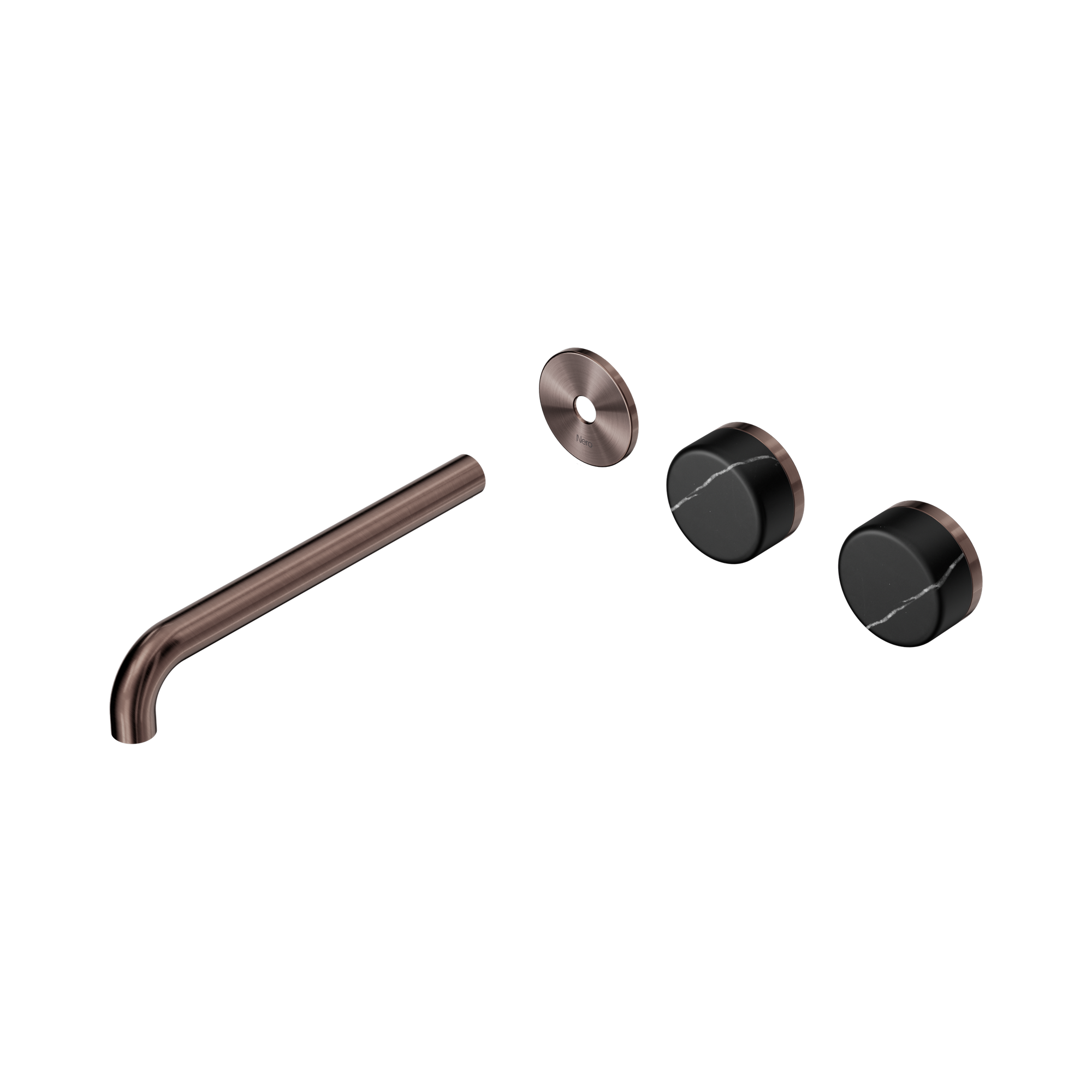 24 D115 BZ Serenity Wall Basin Set 220mm Offset spout With Marquina Black Handle Trim Kit Only Brushed Bronze image 1