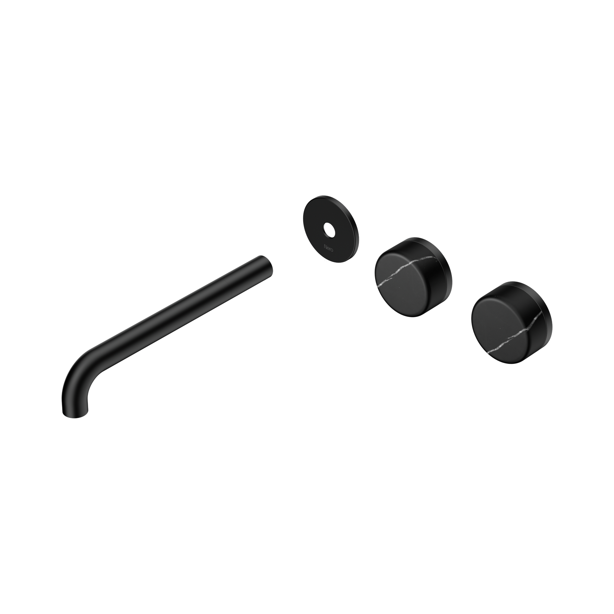 24 D115 MB Serenity Wall Basin Set 220mm Offset spout With Marquina Black Handle Trim Kit Only Matte Black image 1