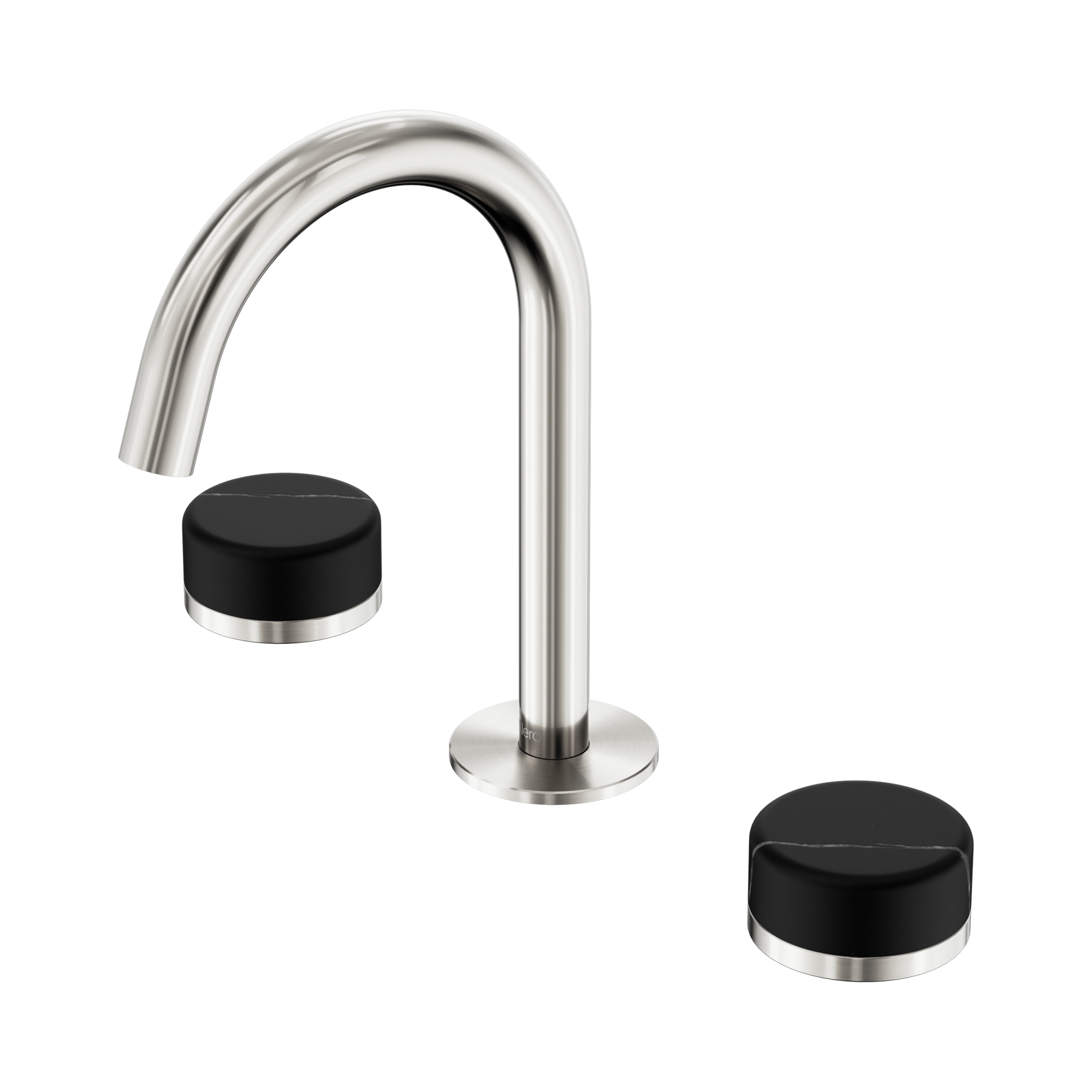 24 D117 BN Serenity Basin Set Arc Spout With Marquina Black Handle Brushed Nickel image 1