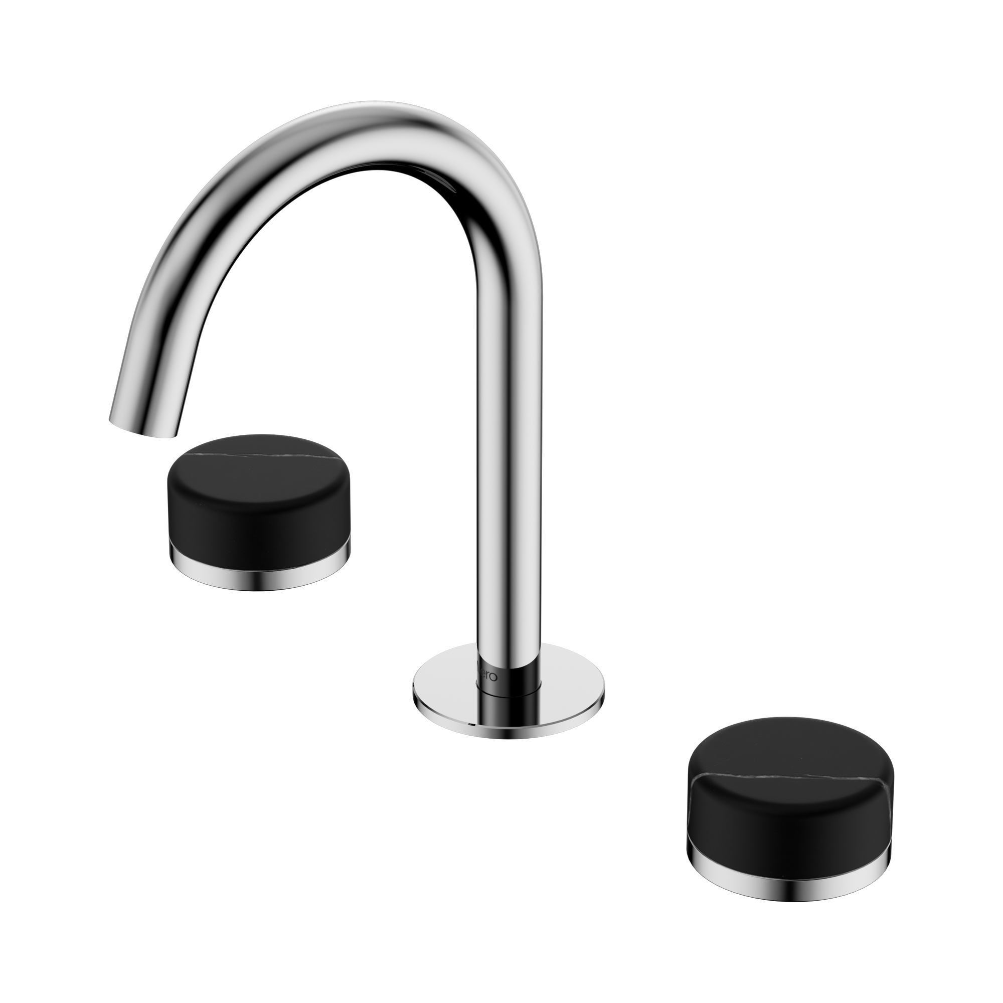24 D117 CH Serenity Basin Set Arc Spout With Marquina Black Handle Chrome image 1