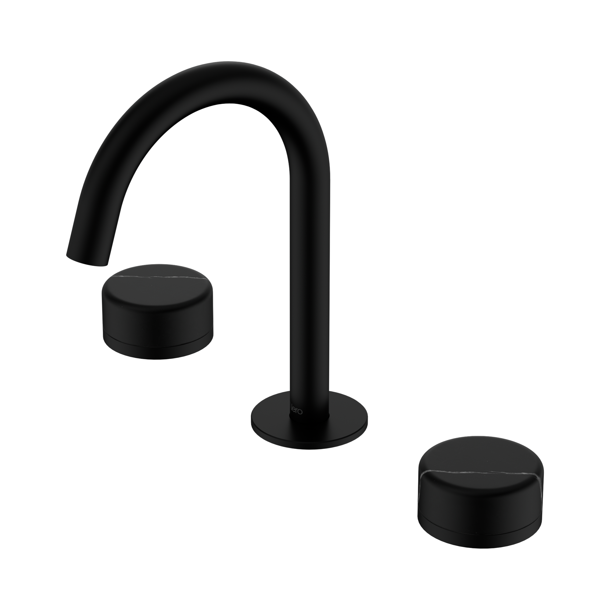 24 D117 MB Serenity Basin Set Arc Spout With Marquina Black Handle Matte Black image 1