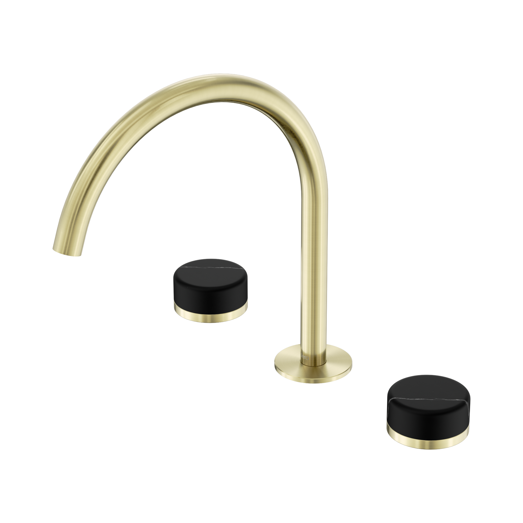 24 D118 BG Serenity Bath Kitchen Set Arc Spout With Marquina Black Handle Brushed Gold image 1