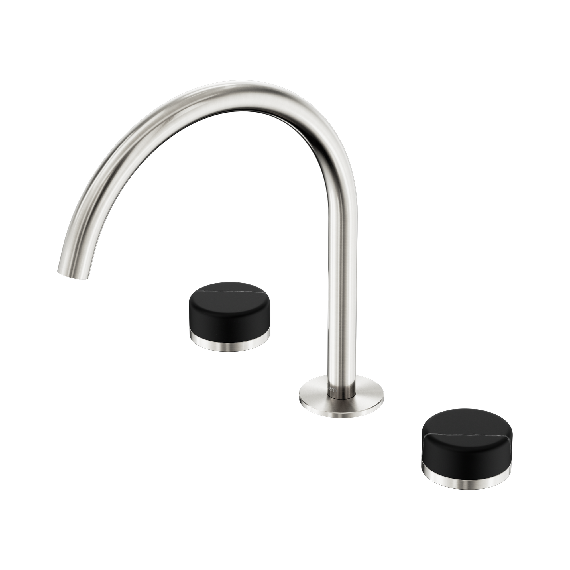 24 D118 BN Serenity Bath Kitchen Set Arc Spout With Marquina Black Handle Brushed Nickel image 1