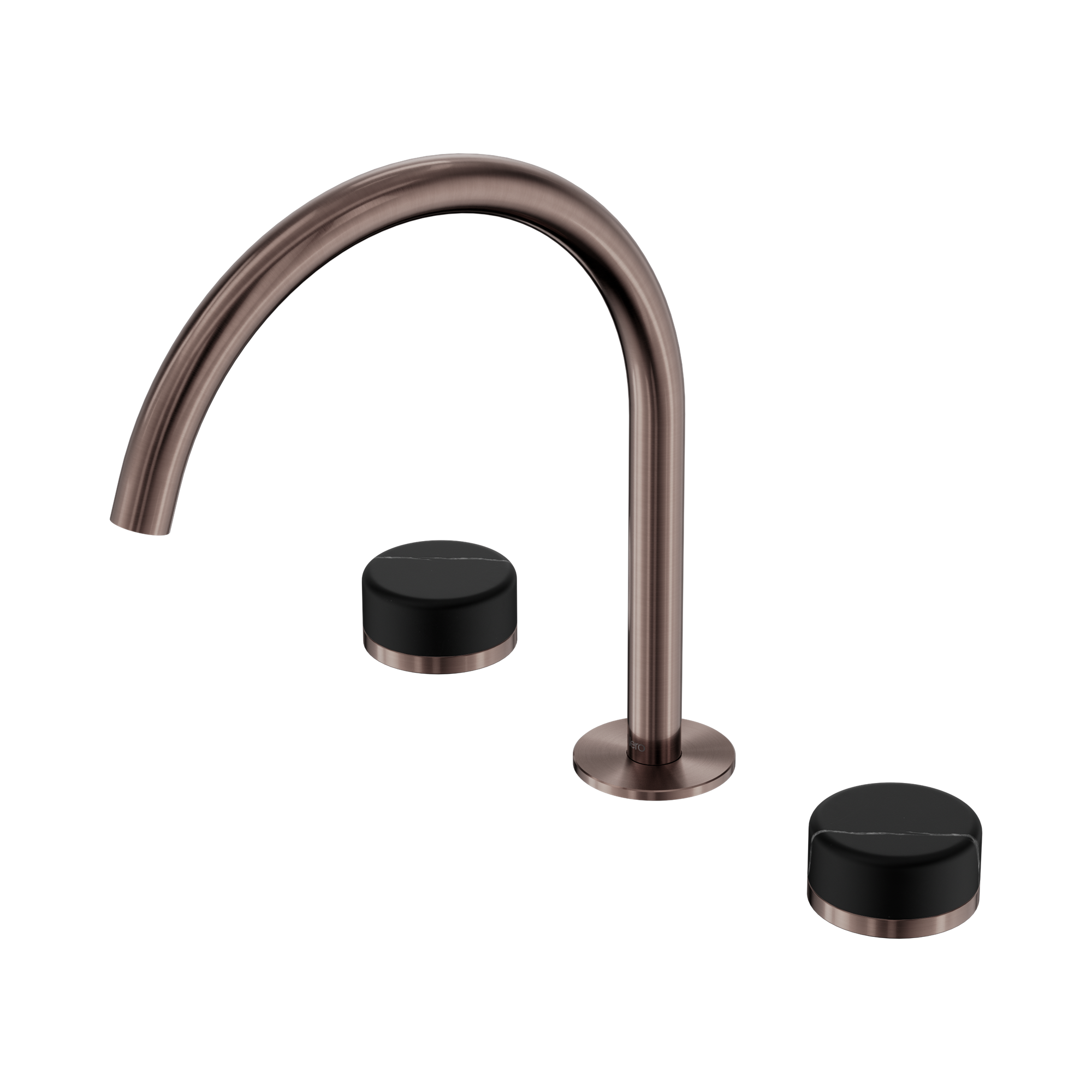 24 D118 BZ Serenity Bath Kitchen Set Arc Spout With Marquina Black Handle Brushed Bronze image 1