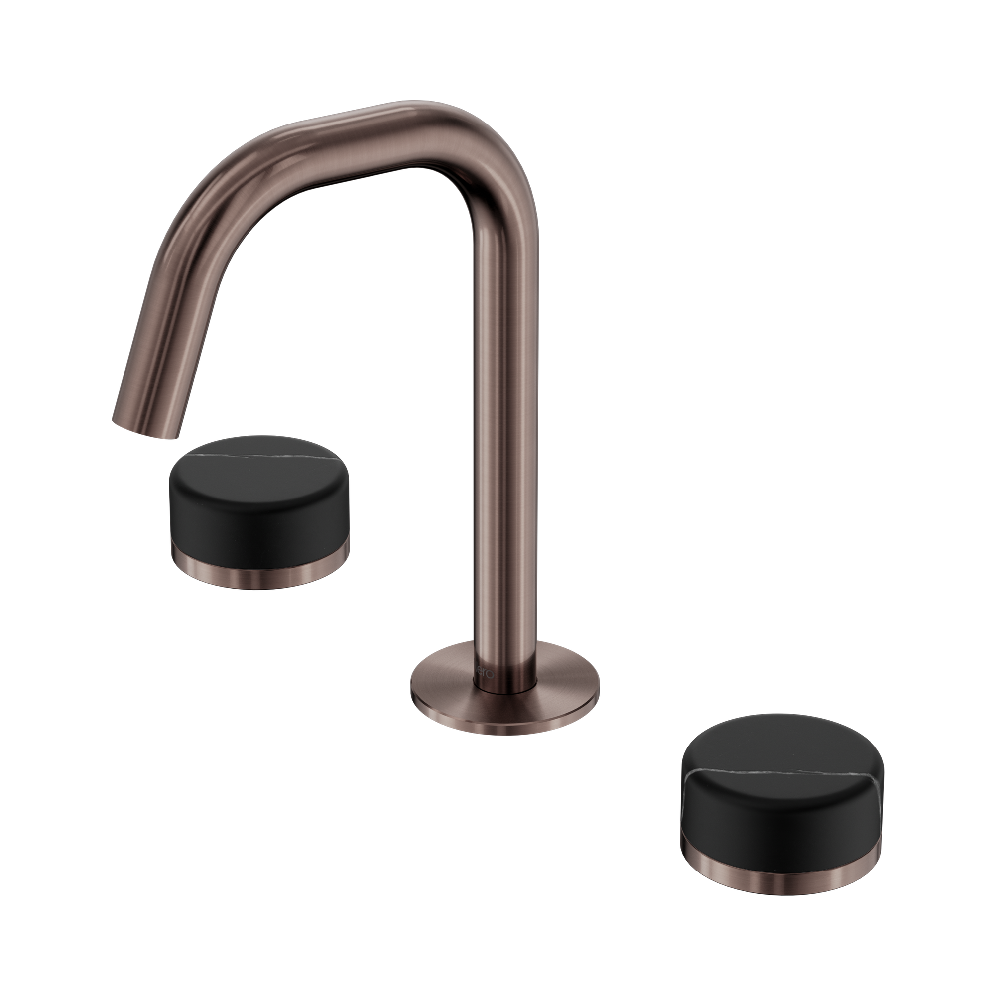 24 D119 BZ Serenity Basin Set Edge Spout With Marquina Black Handle Brushed Bronze image 1