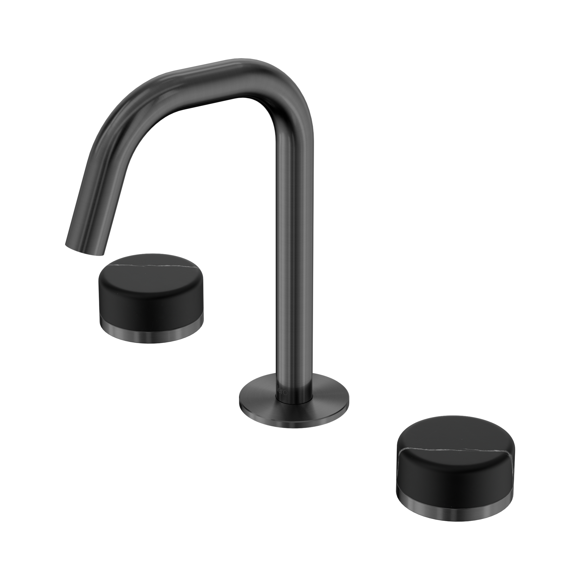 24 D119 GM Serenity Basin Set Edge Spout With Marquina Black Handle Gun Metal image 1