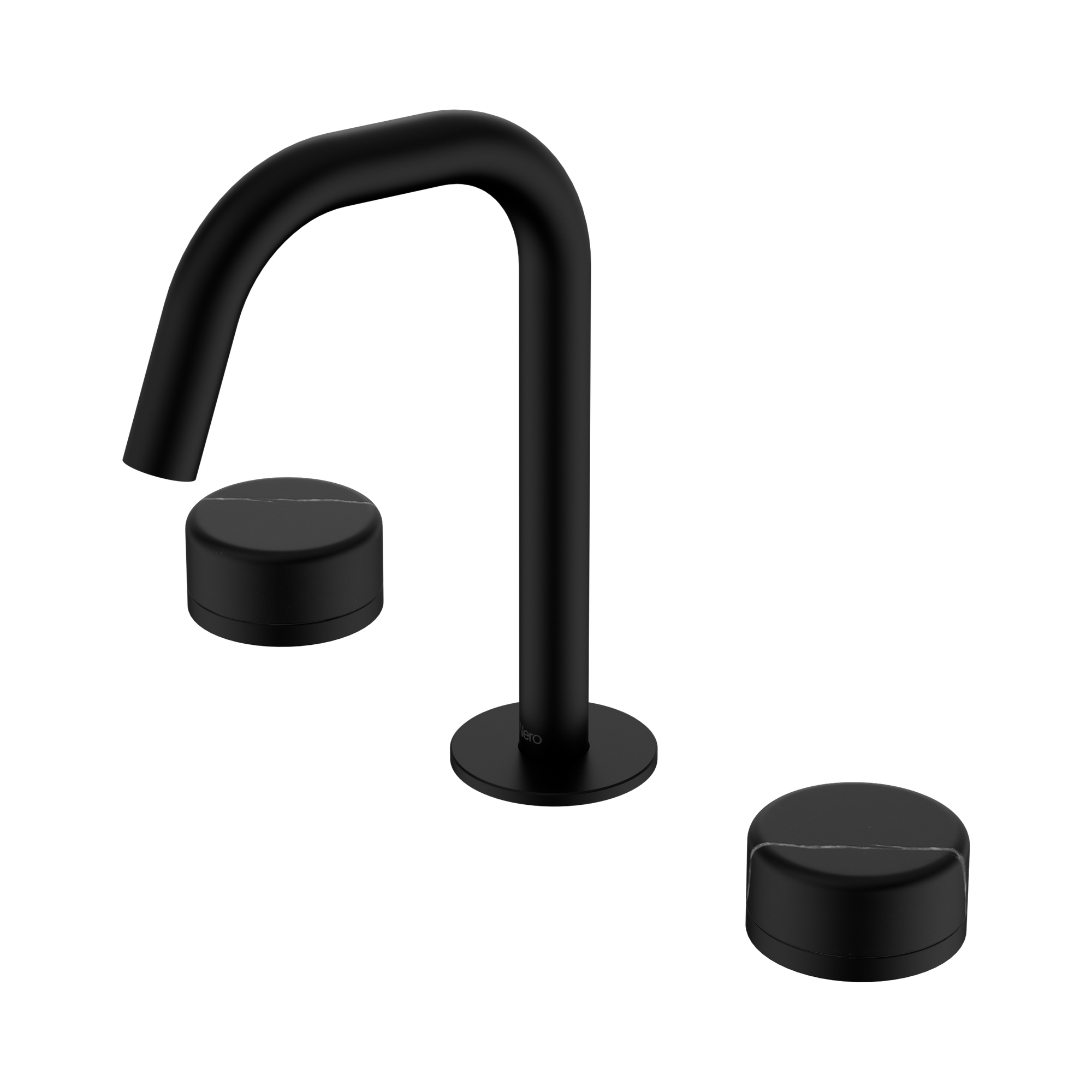 24 D119 MB Serenity Basin Set Edge Spout With Marquina Black Handle Matte Black image 1