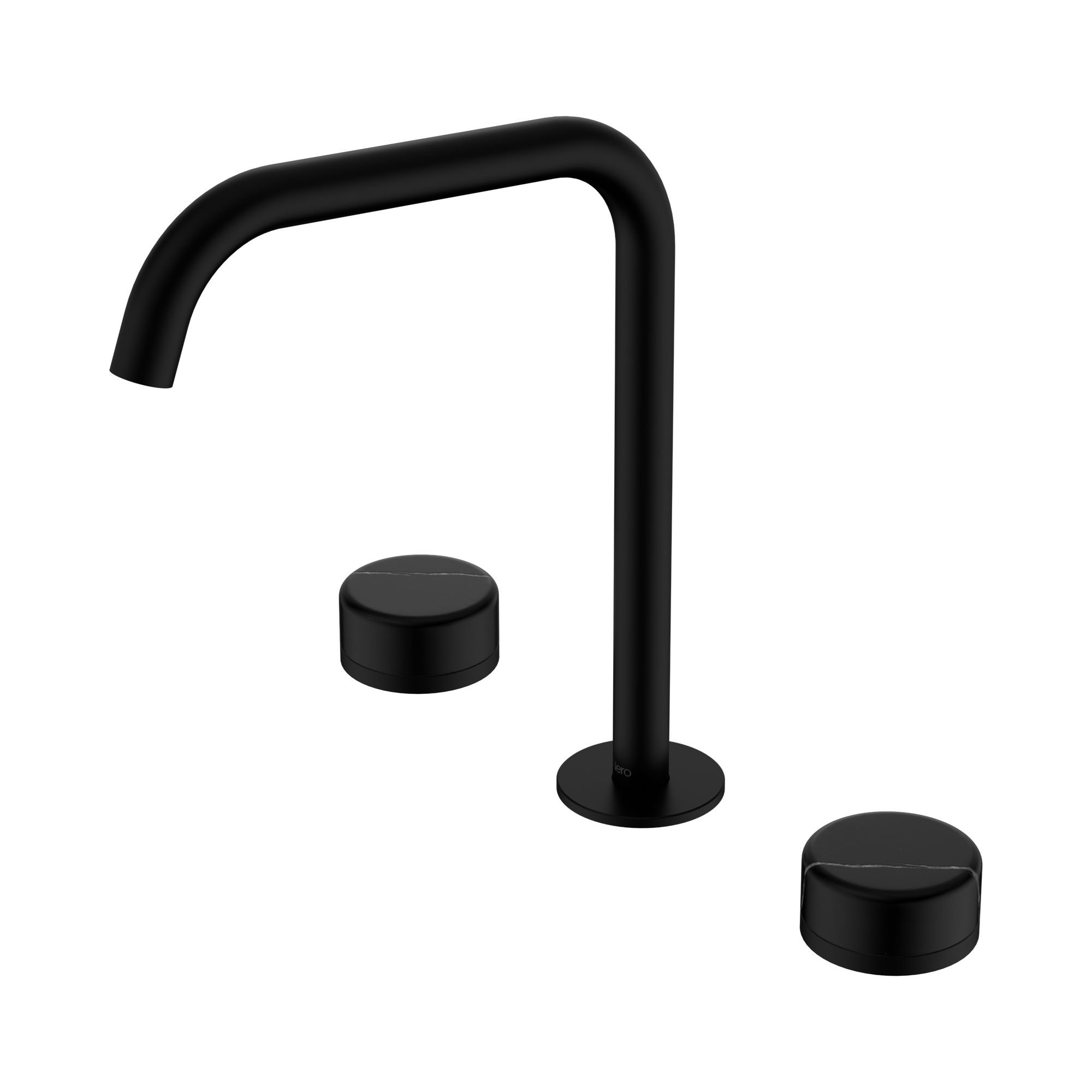 24 D120 MB Serenity Bath Kitchen Set Edge Spout With Marquina Black Handle Matte Black image 1