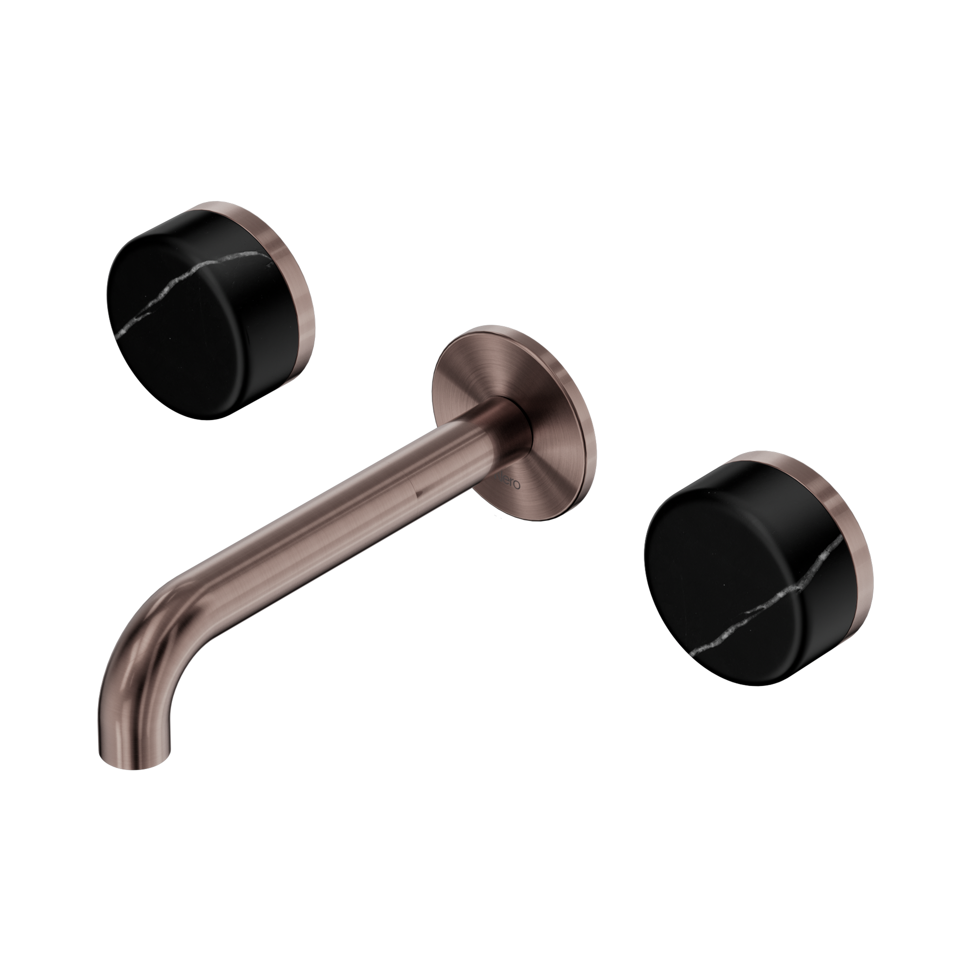 24 D121 BZ Serenity Wall Basin Set 160mm Spout With Marquina Black Handle Brushed Bronze image 1