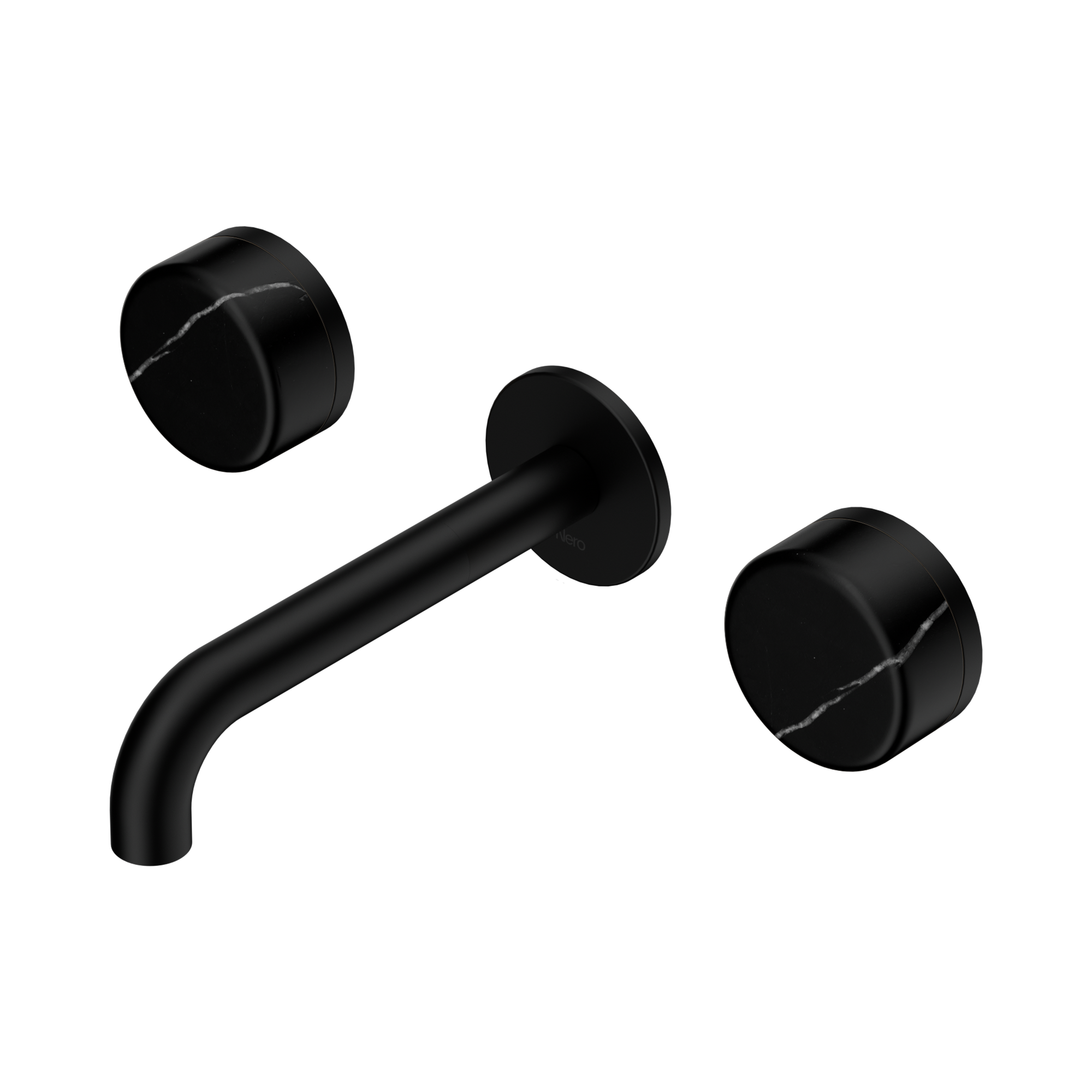 24 D121 MB Serenity Wall Basin Set 160mm Spout With Marquina Black Handle Matte Black image 1