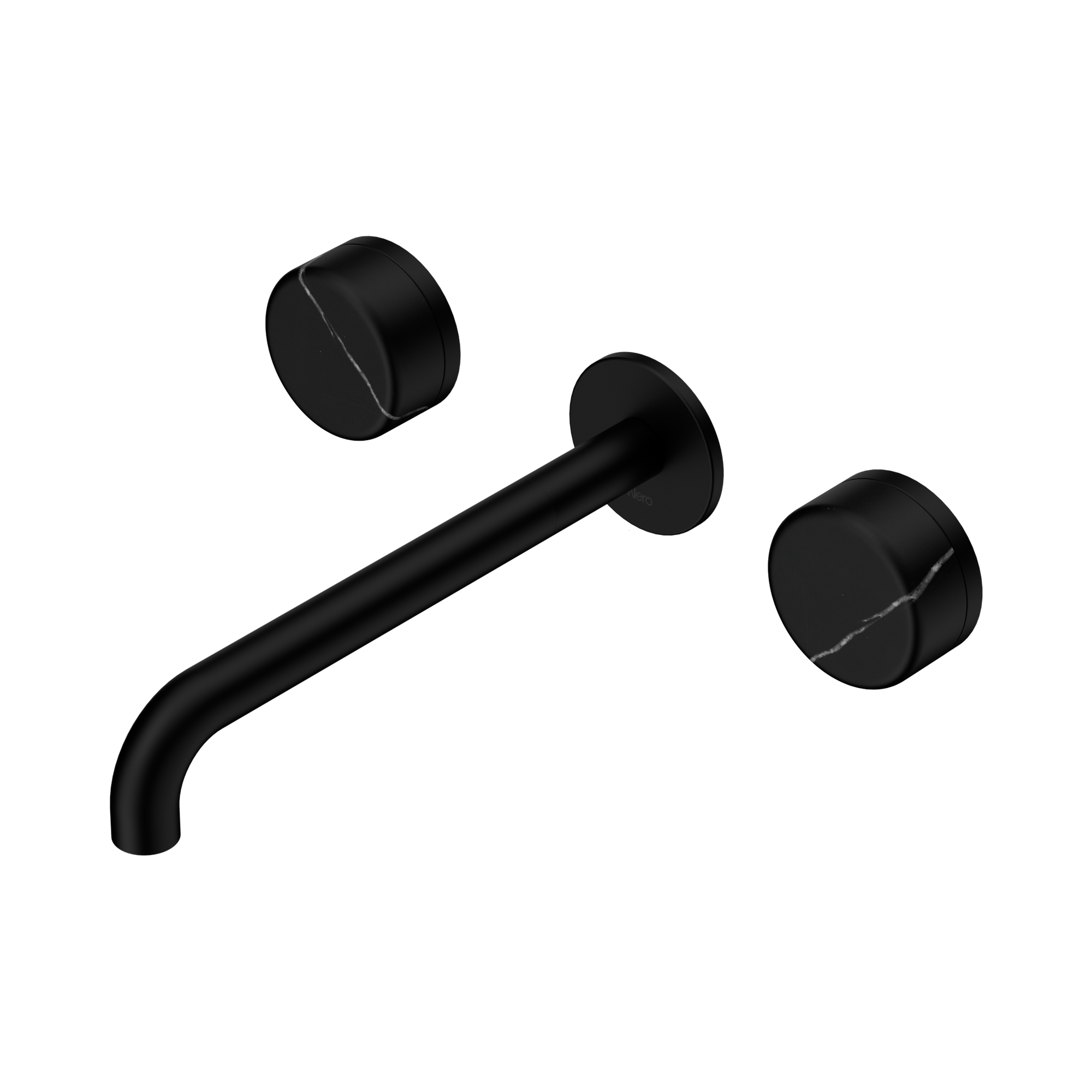 24 D123 MB Serenity Wall Basin Set 220mm Spout With Marquina Black Handle Matte Black image 1