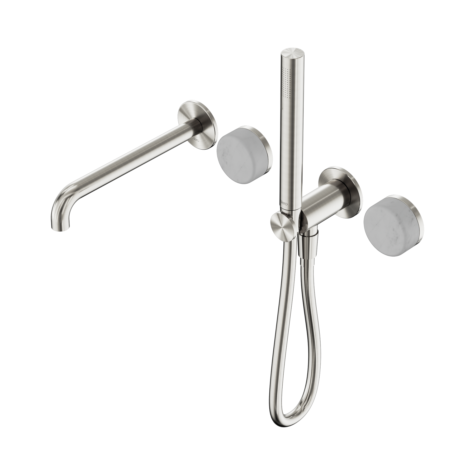 24 E007 BN Serenity Progressive Shower System With Spout With Carrara Handle And Slim Shower Brushed Nickel image 1