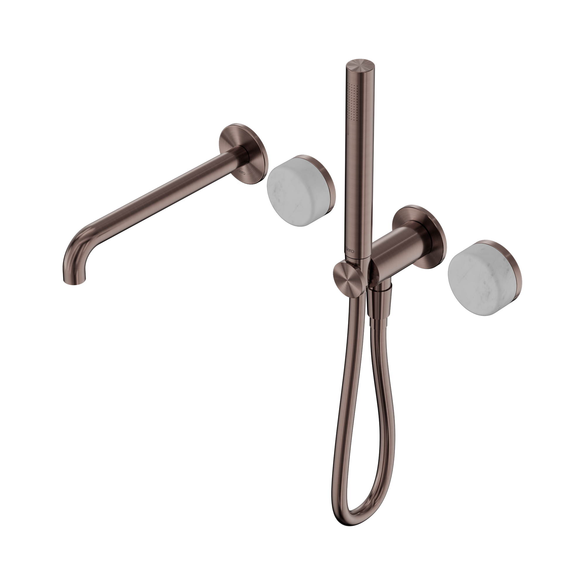 24 E007 BZ Serenity Progressive Shower System With Spout With Carrara Handle And Slim Shower Brushed Bronze image 1