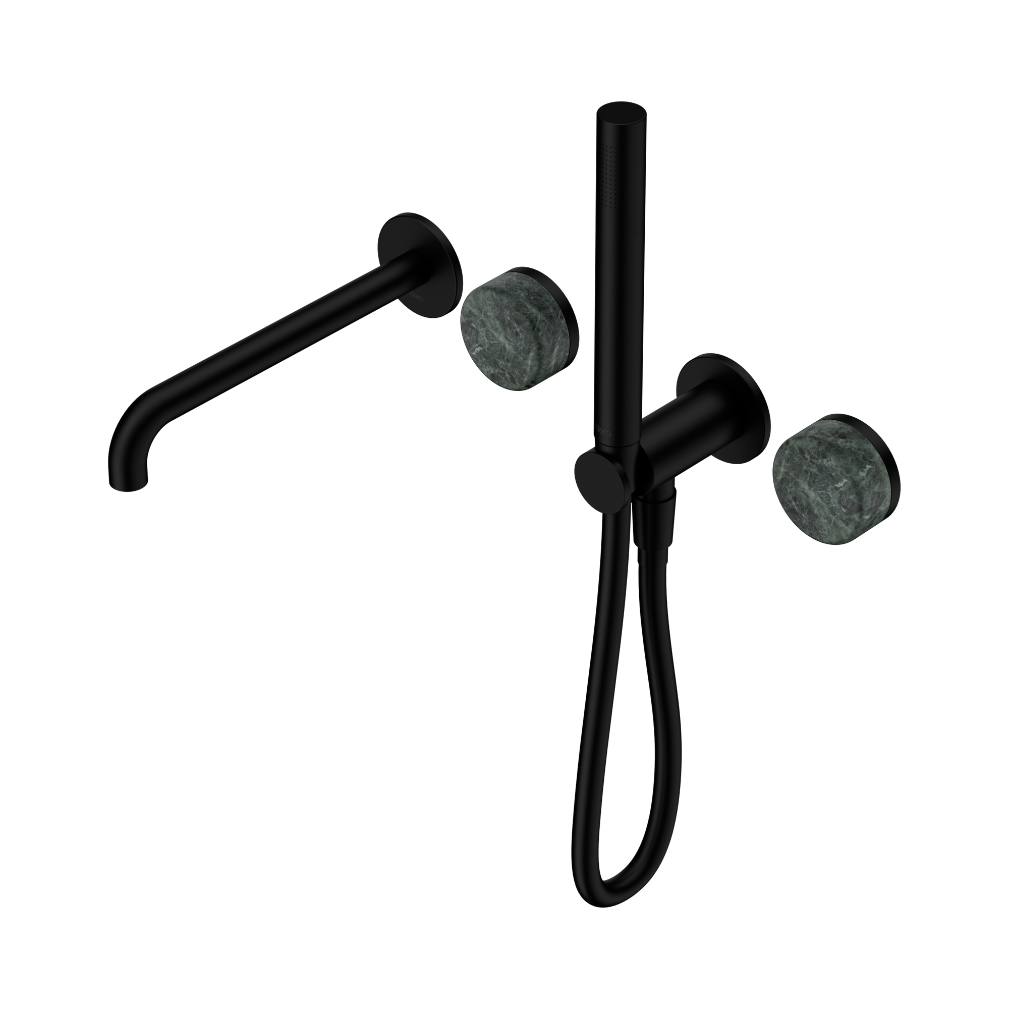 24 E008 MB Serenity Progressive Shower System With Spout With Verde Alpi Handle And Slim Shower Matte Black image 1