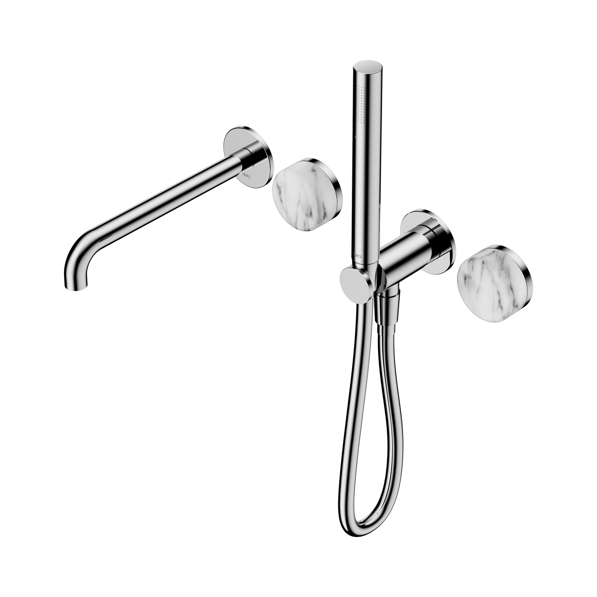24 E010 CH Serenity Progressive Shower System With Spout With Arabescato Corchia Handle And Slim Shower Chrome image 1