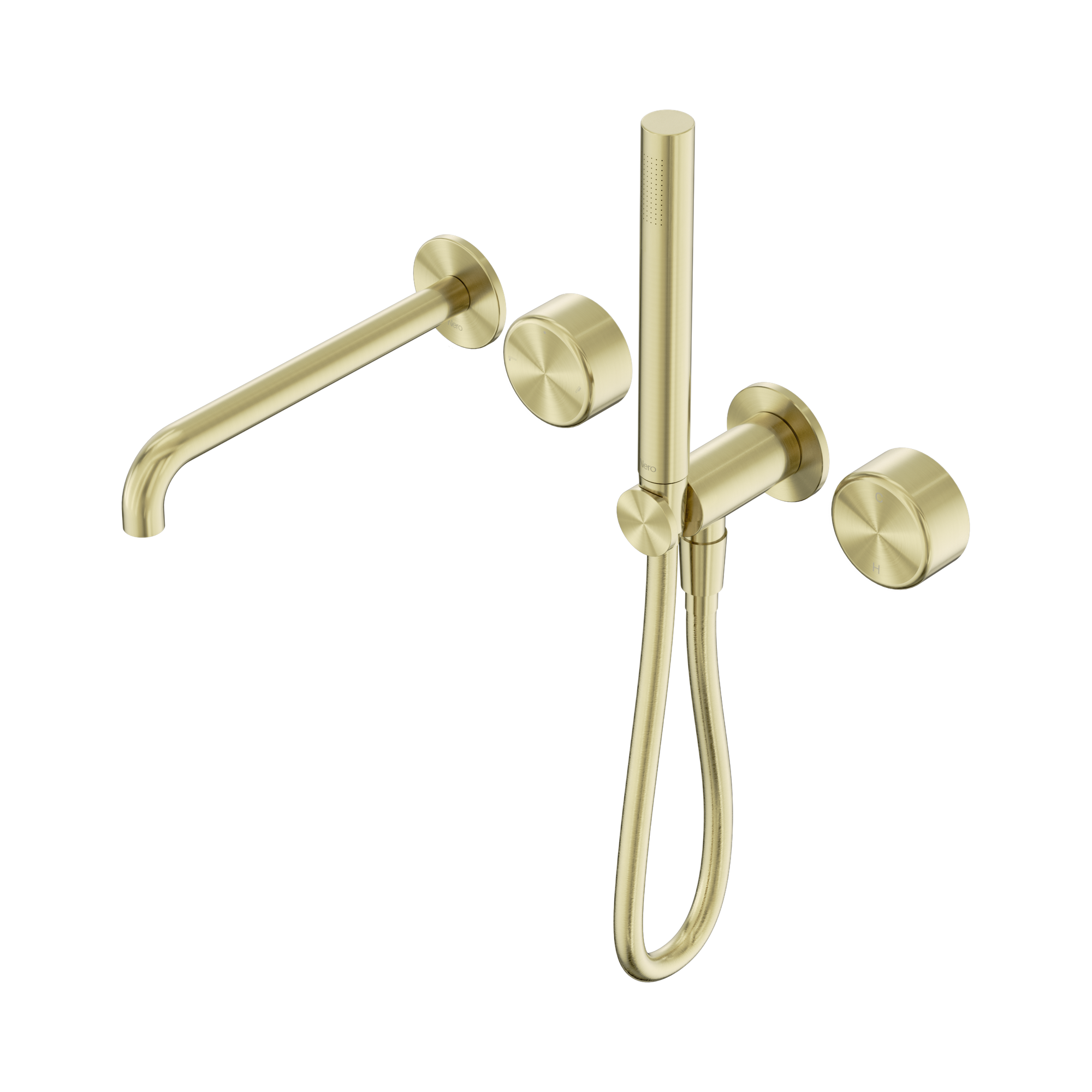 24 E012 BG Serenity Progressive Shower System With Spout With Metal Handle And Slim Shower Brushed Gold image 1