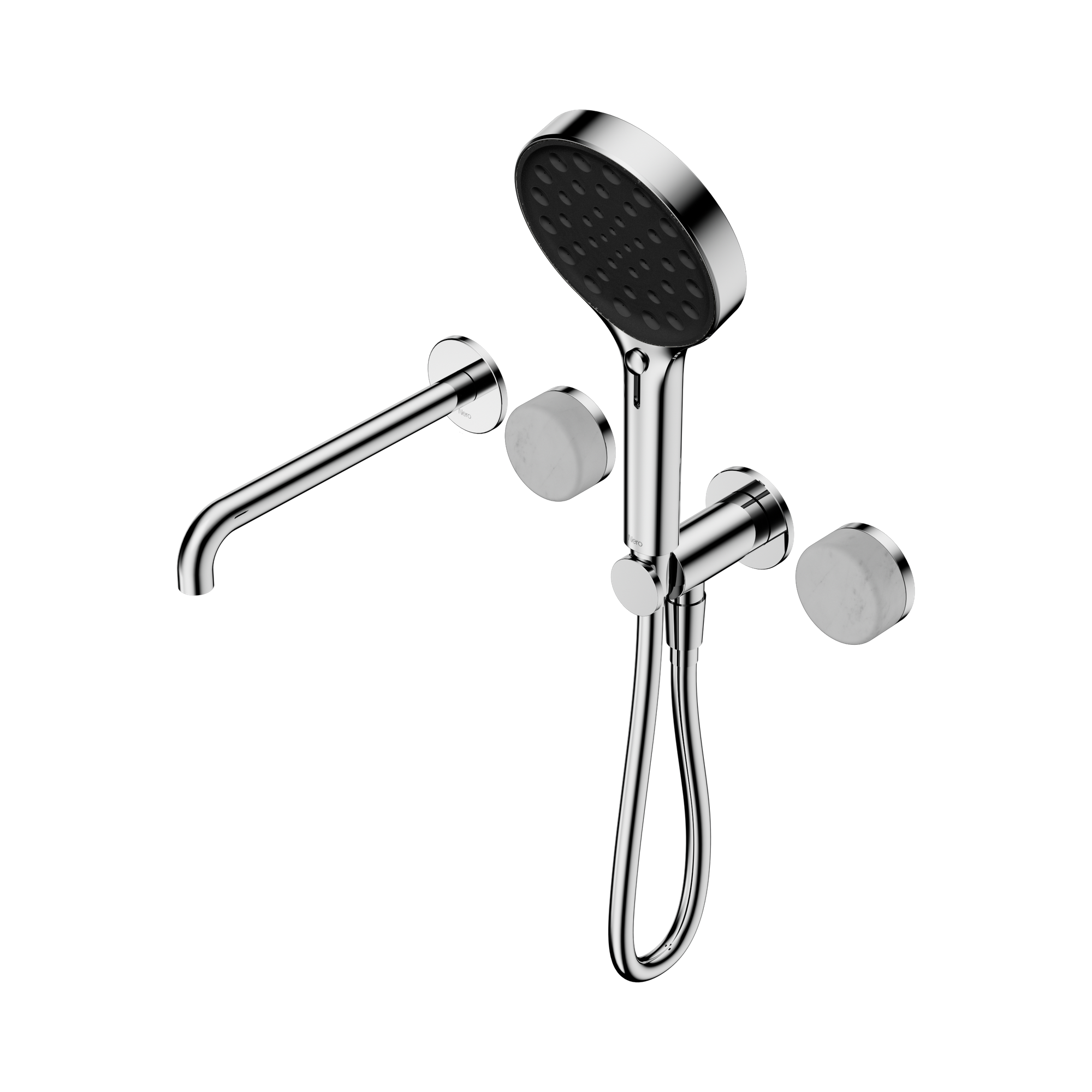 24 E013 CH Serenity Progressive Shower System With Spout With Carrara Handle And Serenity Hand Shower Chrome image 1