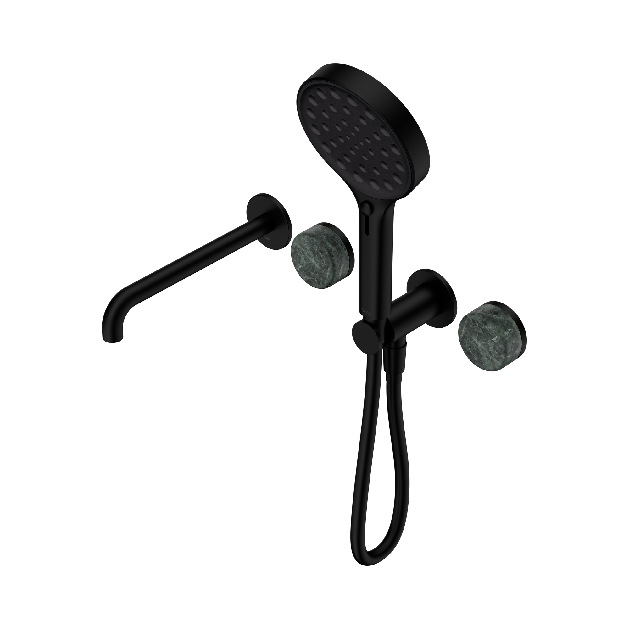 24 E014 MB Serenity Progressive Shower System With Spout With Verde Alpi Handle And Serenity Hand Shower Matte Black image 1