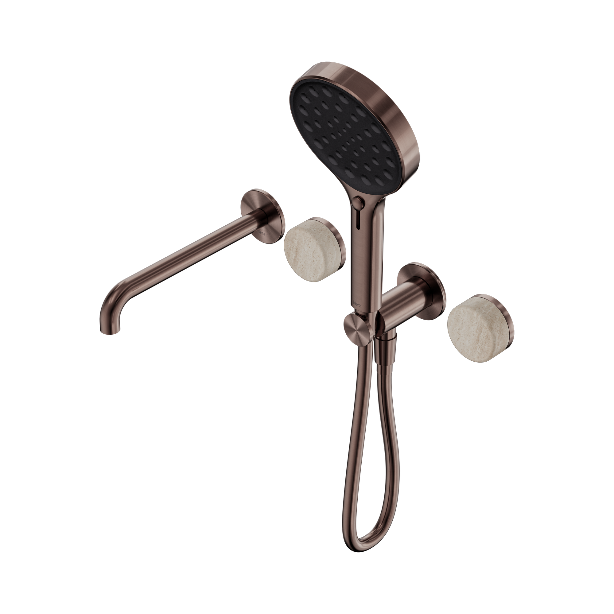 24 E015 BZ Serenity Progressive Shower System With Spout With Rome Travertine Handle And Serenity Hand Shower Brushed Bronze image 1