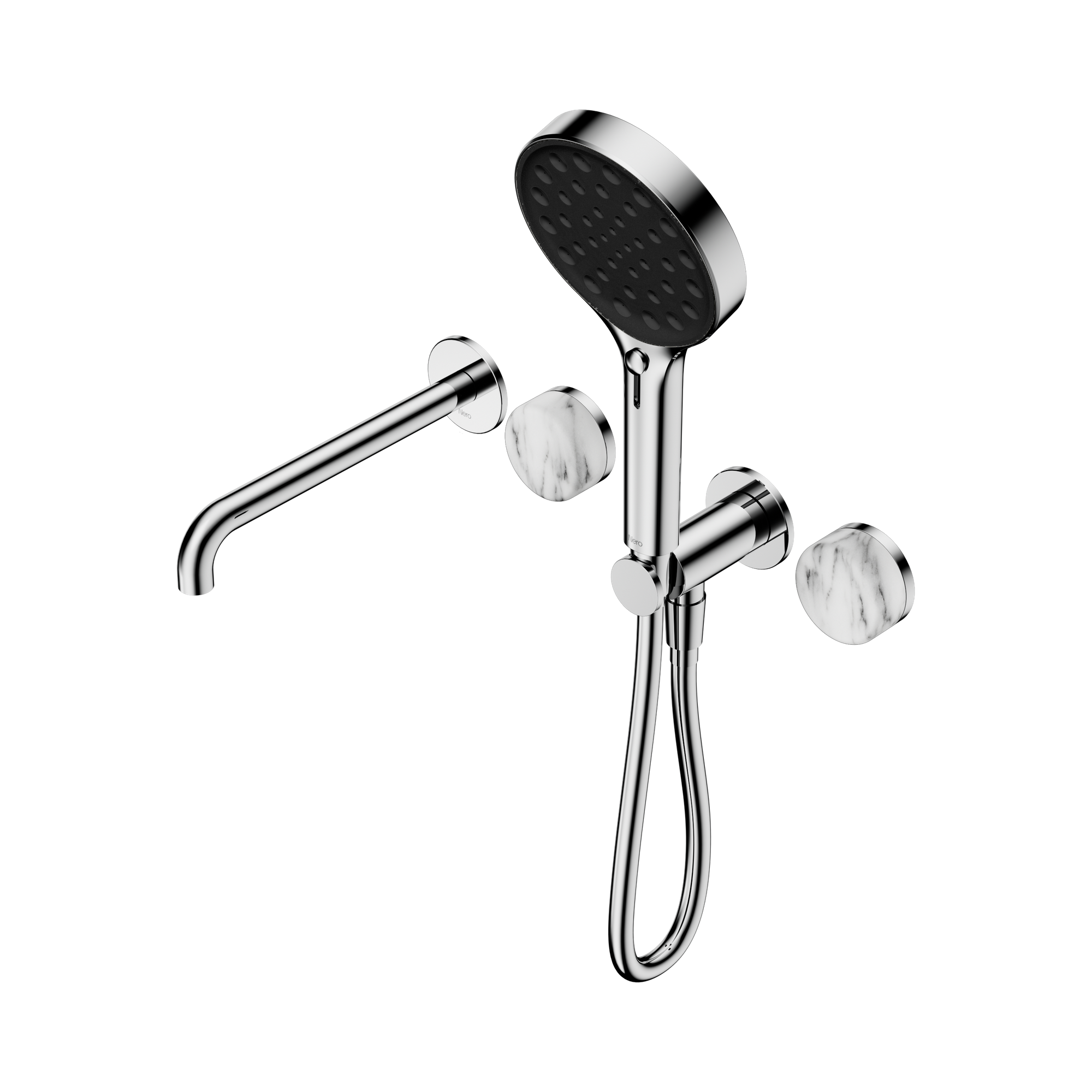 24 E016 CH Serenity Progressive Shower System With Spout With Arabescato Corchia Handle And Serenity Hand Shower Chrome image 1