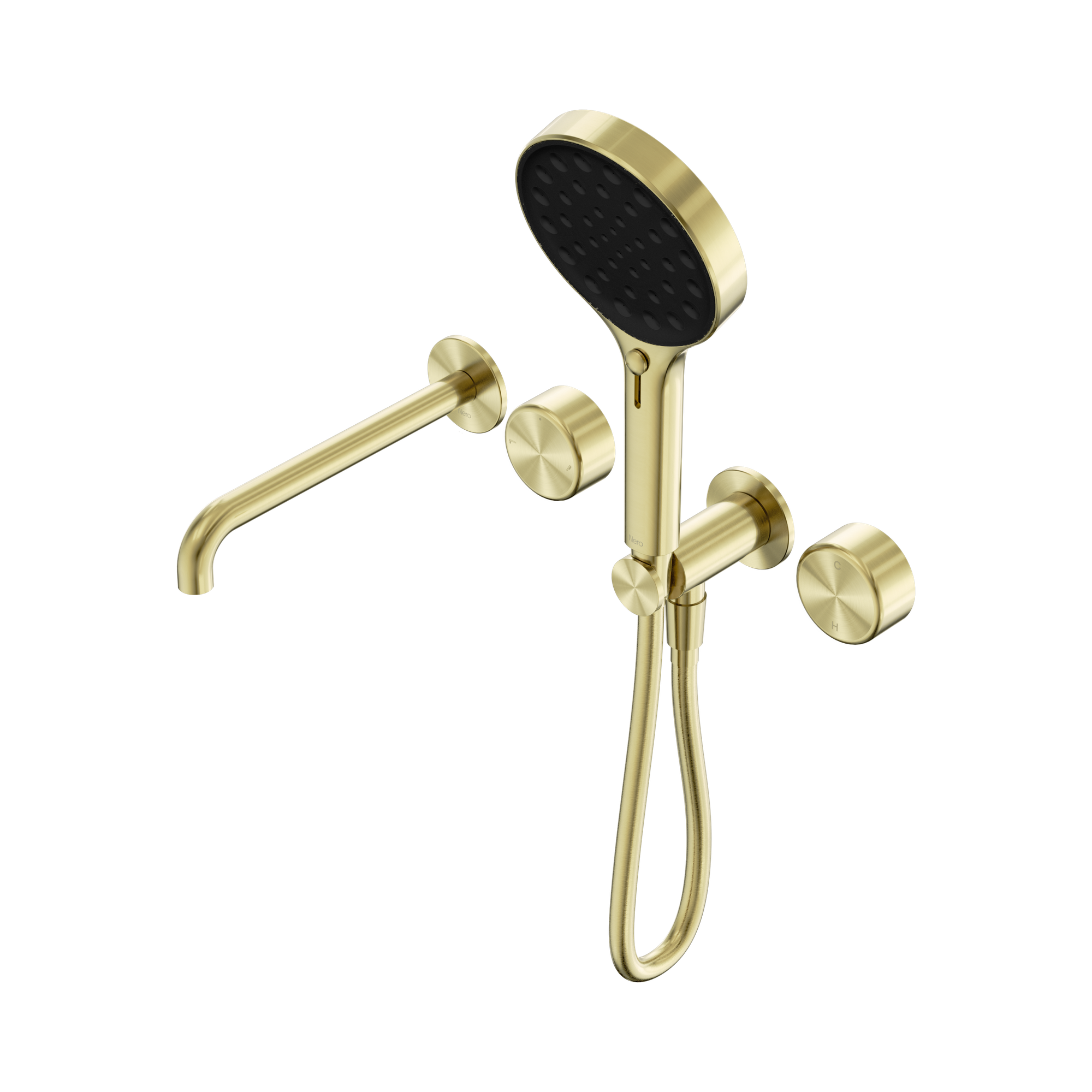 24 E018 BG Serenity Progressive Shower System With Spout With Metal Handle And Serenity Hand Shower Brushed Gold image 1