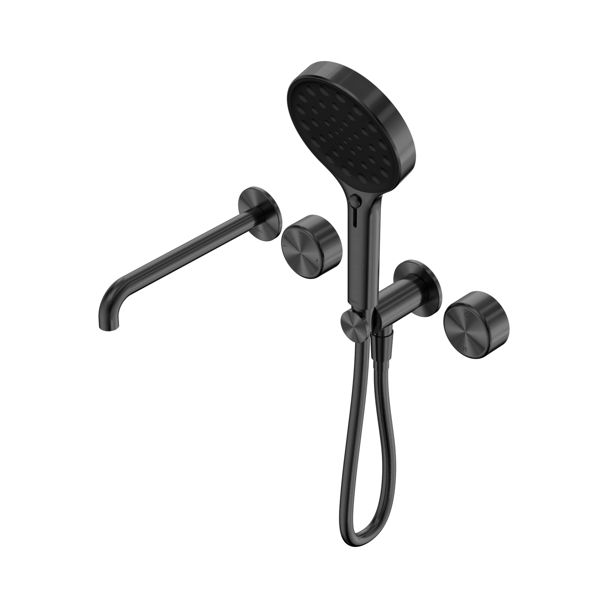 24 E018 GM Serenity Progressive Shower System With Spout With Metal Handle And Serenity Hand Shower Gun Metal image 1