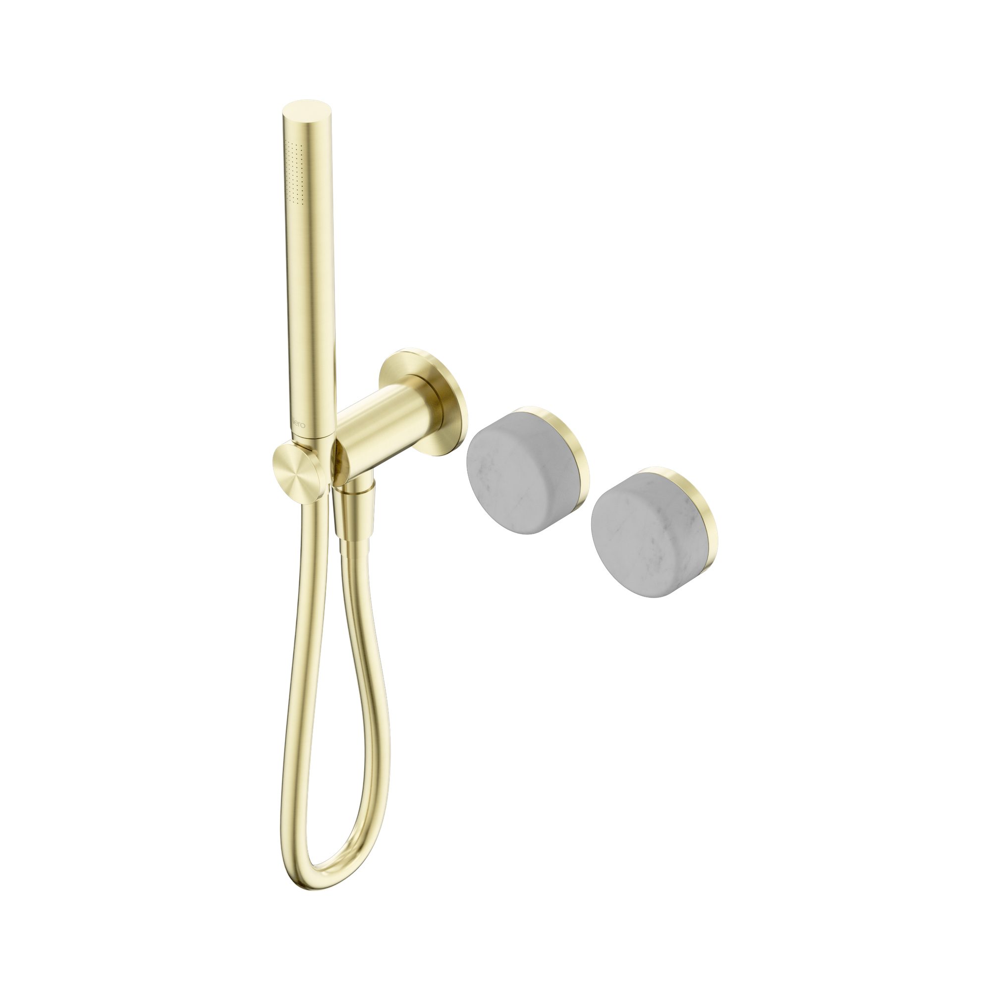 24 E019 BG Serenity Progressive Shower System With Carrara Handle And Slim Shower Brushed Gold image 1
