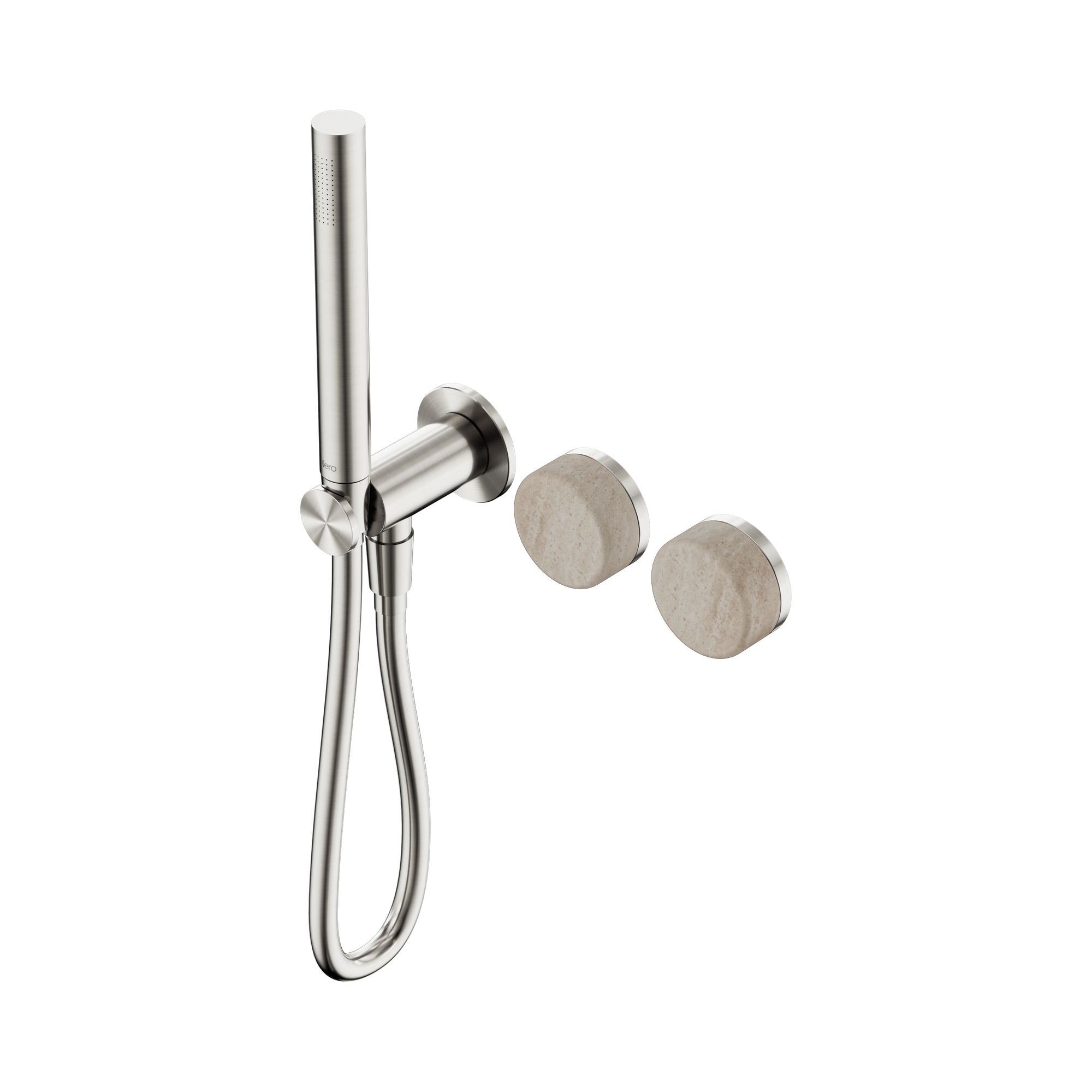 24 E021 BN Serenity Progressive Shower System With Rome Travertine Handle And Slim Shower Brushed Nickel image 1