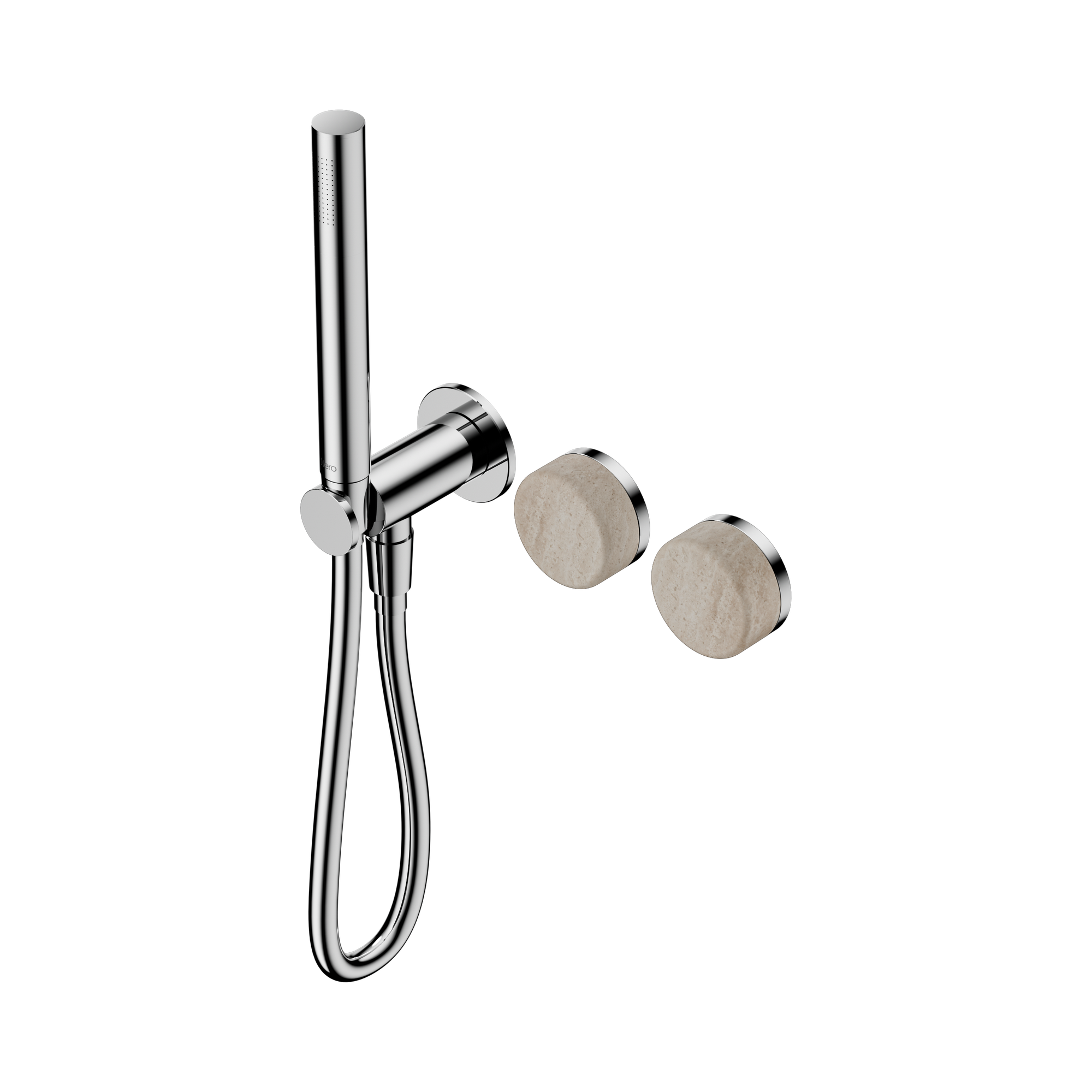 24 E021 CH Serenity Progressive Shower System With Rome Travertine Handle And Slim Shower Chrome image 1