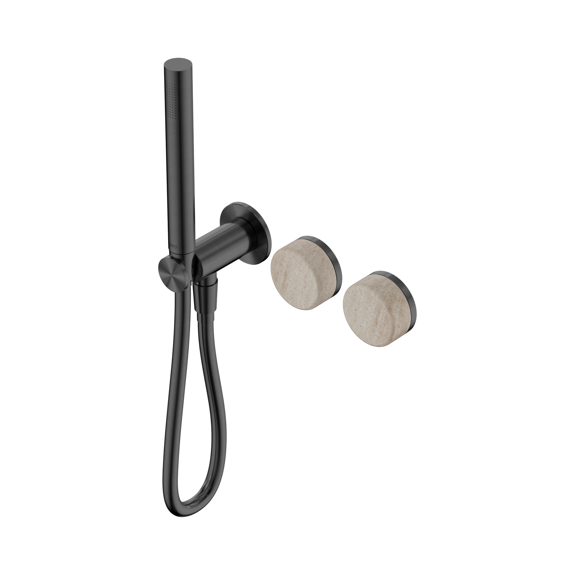 24 E021 GM Serenity Progressive Shower System With Rome Travertine Handle And Slim Shower Gun Metal image 1