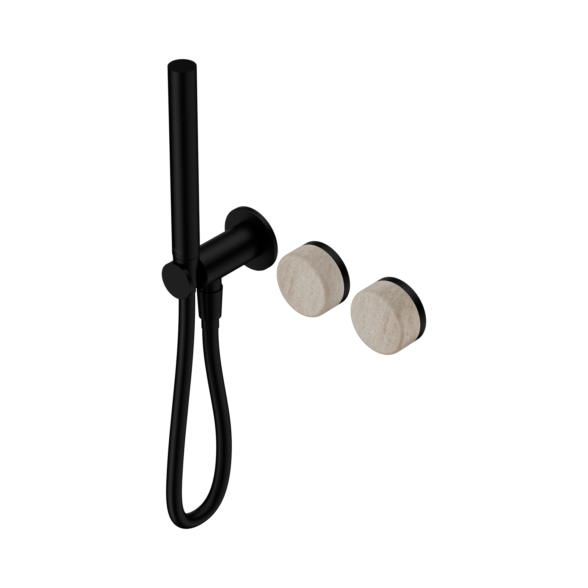 24 E021 MB Serenity Progressive Shower System With Rome Travertine Handle And Slim Shower Matte Black image 1
