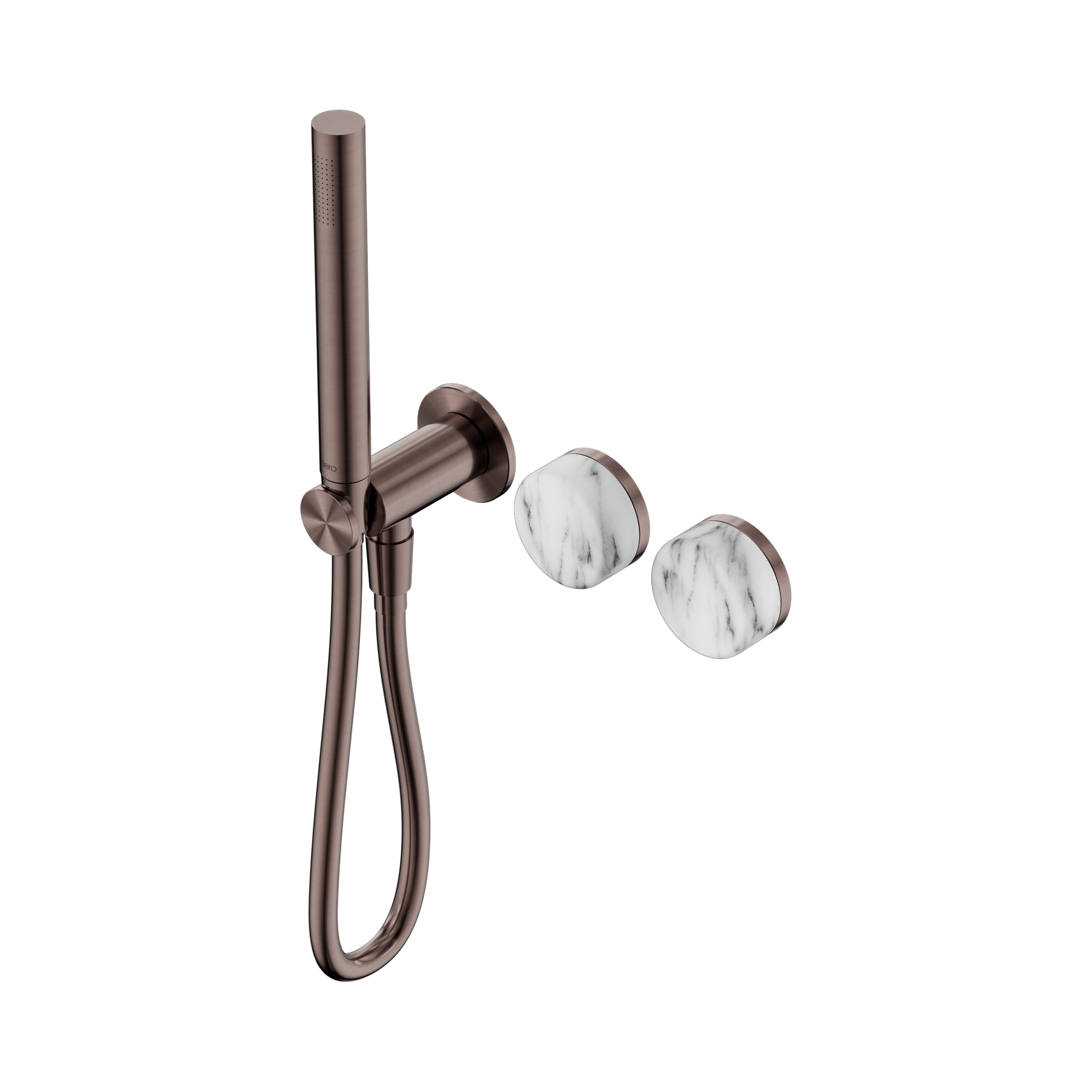 24 E022 BZ Serenity Progressive Shower System With Arabescato Corchia Handle And Slim Shower Brushed Bronze image 1