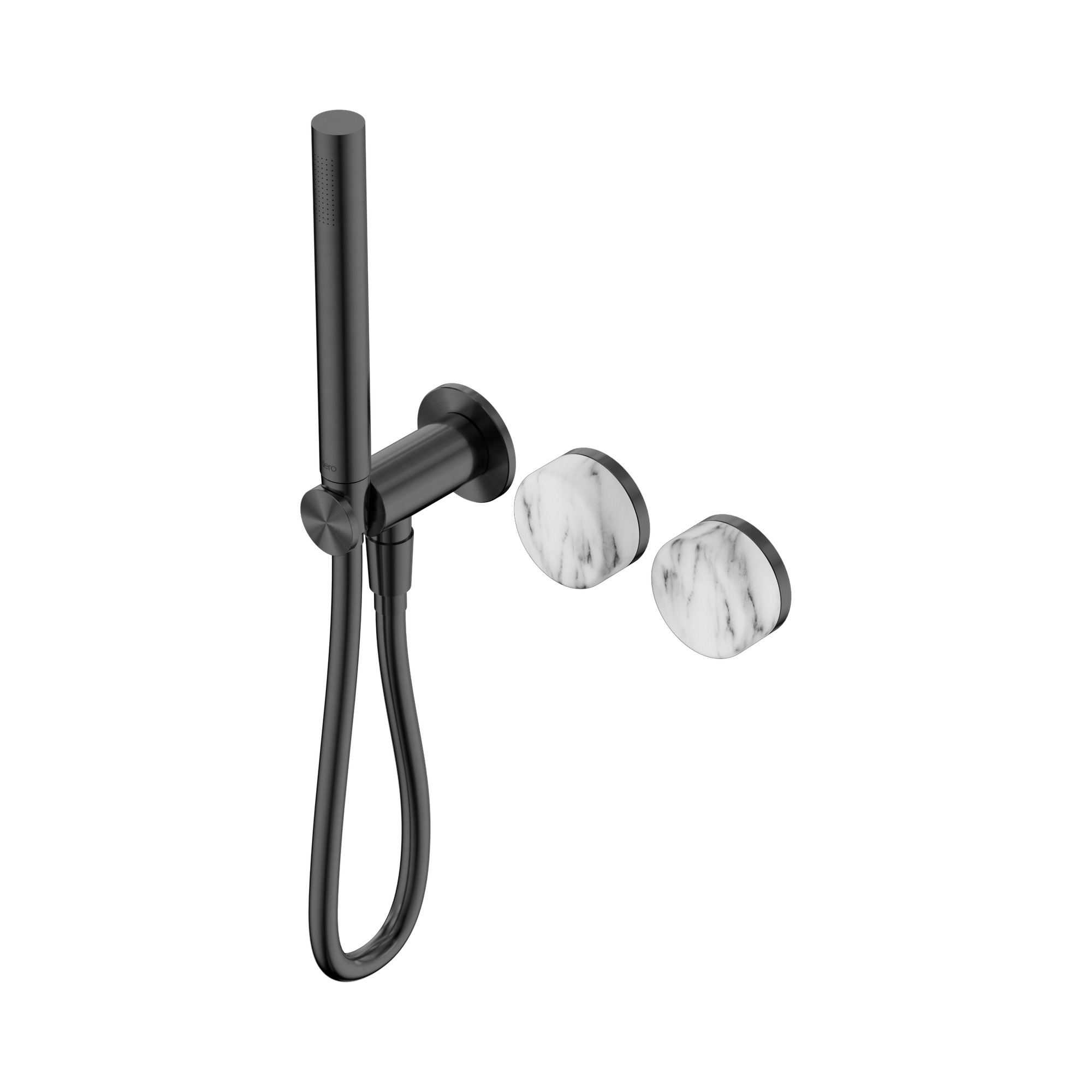 24 E022 GM Serenity Progressive Shower System With Arabescato Corchia Handle And Slim Shower Gun Metal image 1