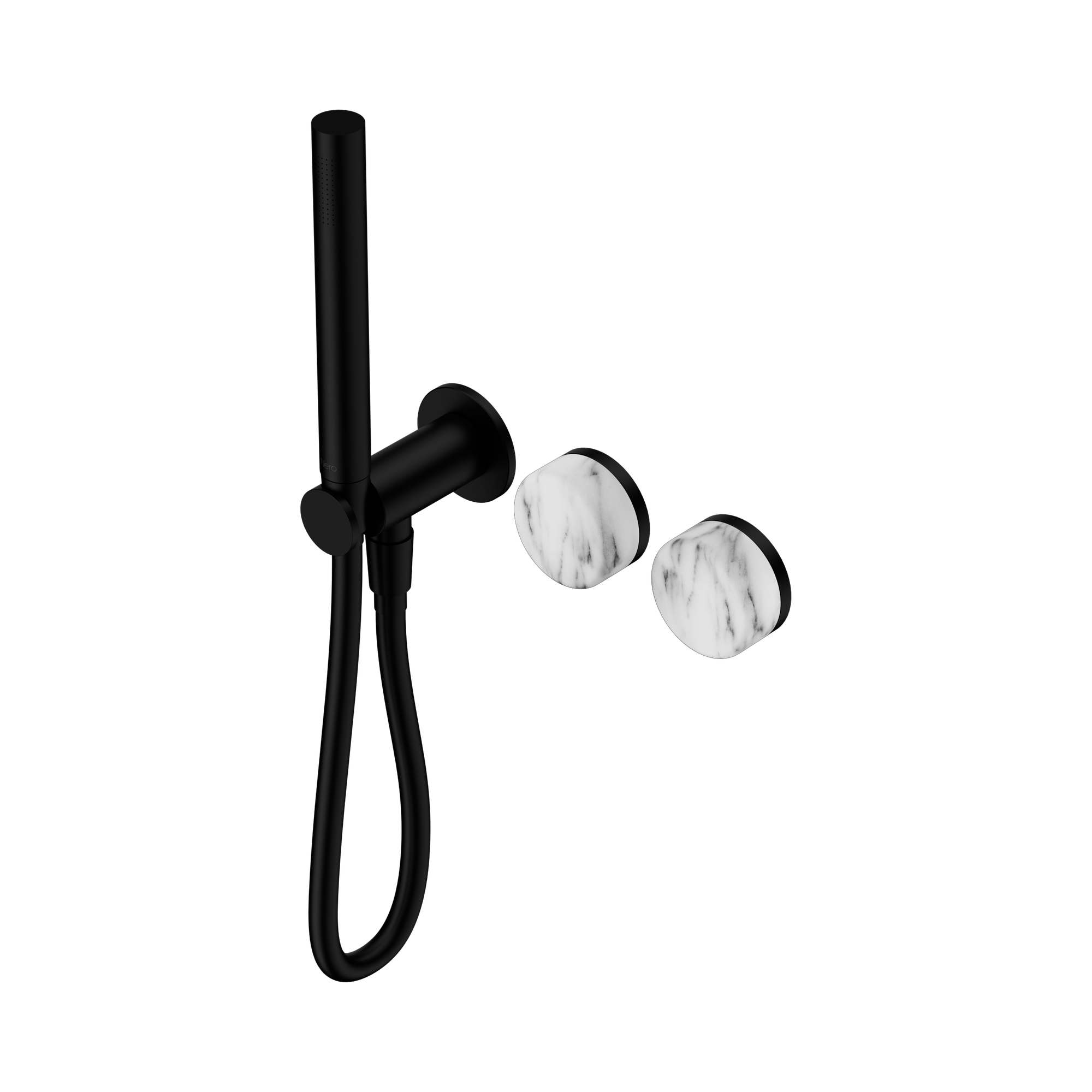 24 E022 MB Serenity Progressive Shower System With Arabescato Corchia Handle And Slim Shower Matte Black image 1