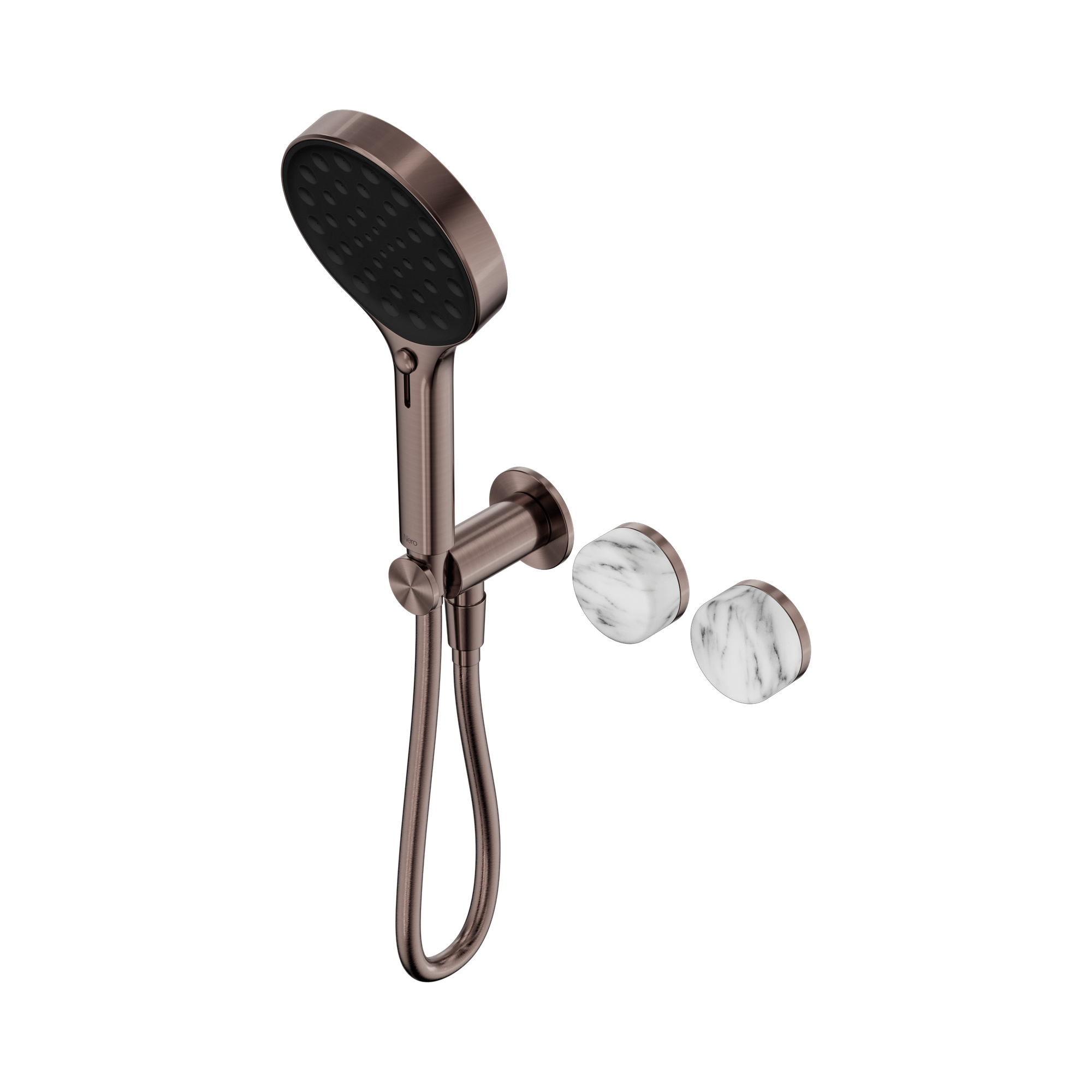 24 E028 BZ Serenity Progressive Shower System With Arabescato Corchia Handle And Serenity Hand Shower Brushed Bronze image 1